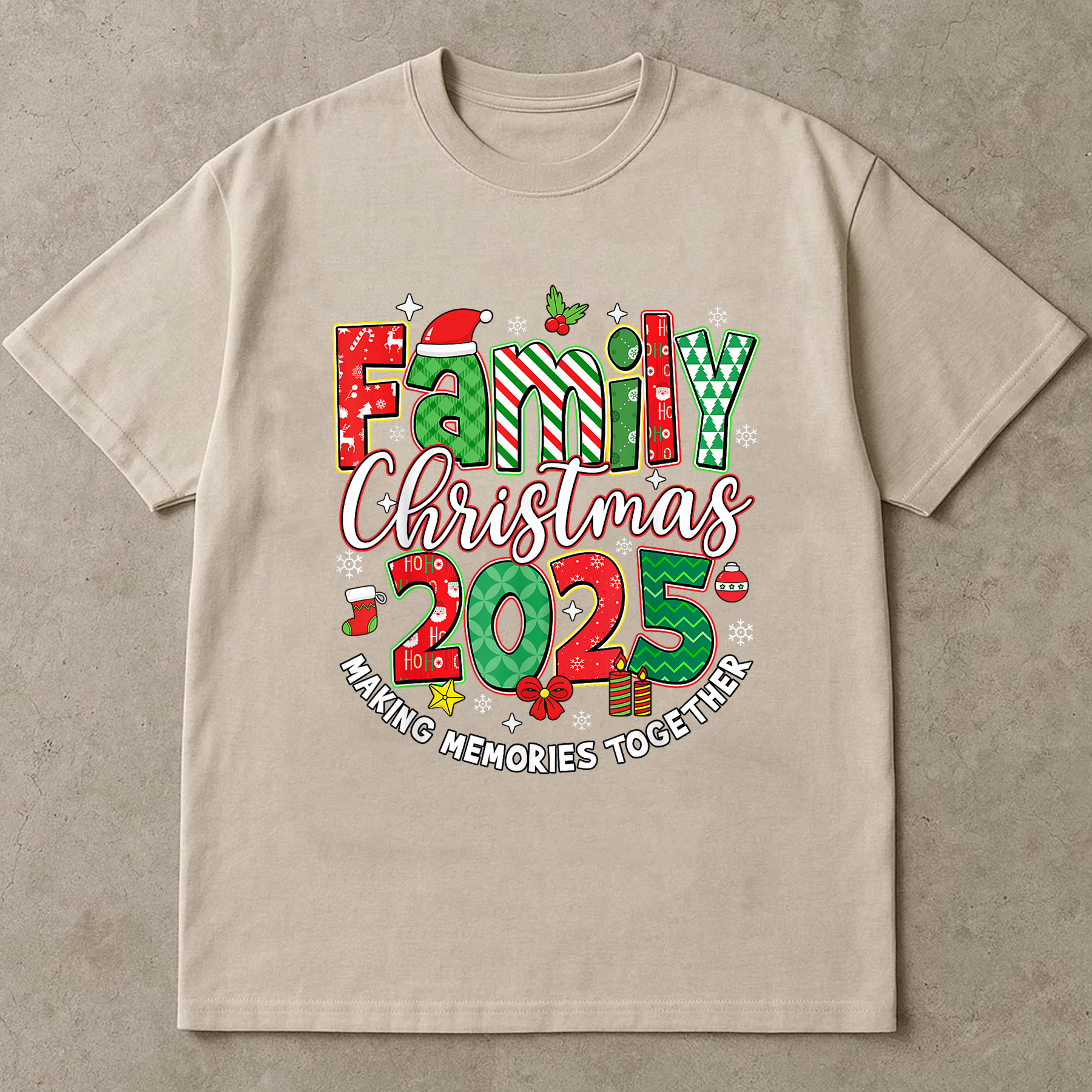 Family Christmas 2025 Shirt, Matching Holiday Tee, Candy Cane Lettering Top, Cozy Festive Outfit, Family Christmas Pajama Gift