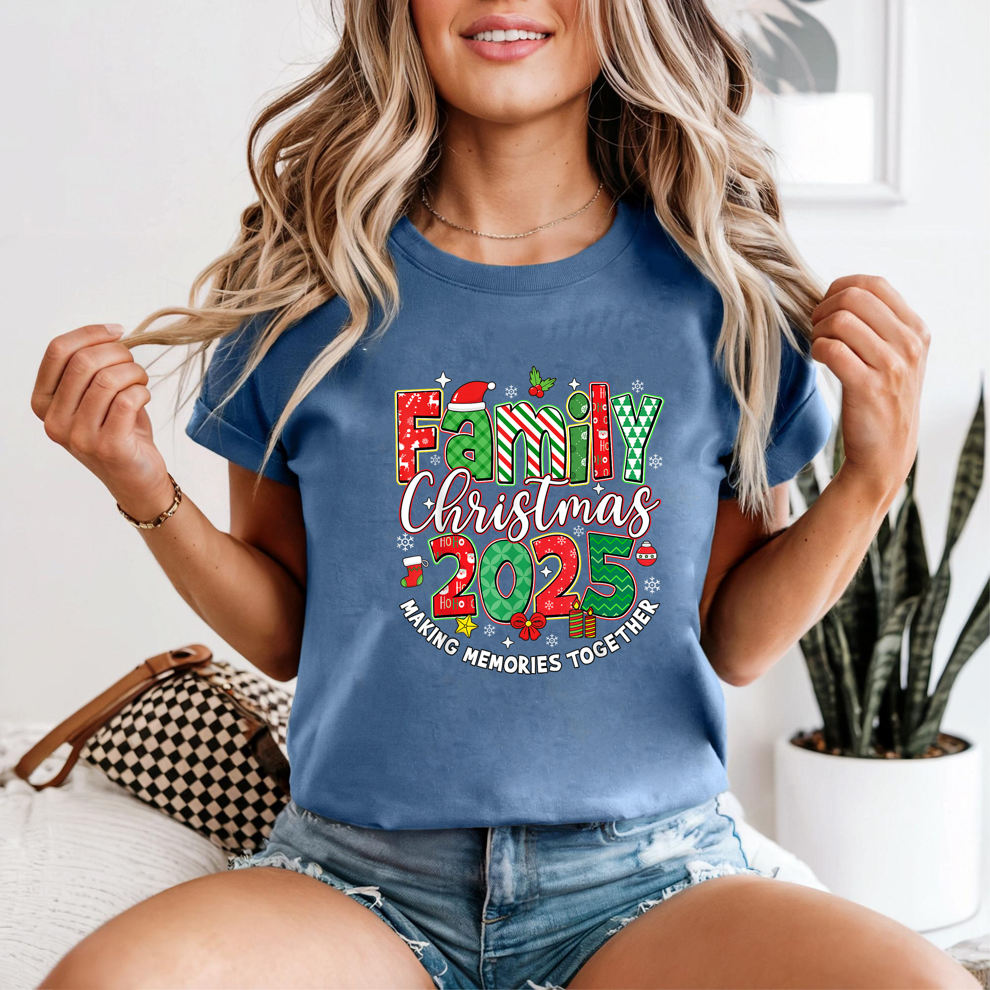 Family Christmas 2025 Shirt, Matching Holiday Tee, Candy Cane Lettering Top, Cozy Festive Outfit, Family Christmas Pajama Gift