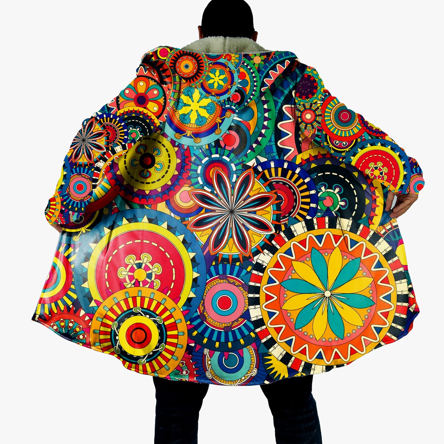 Multicolored floral Cloak, Cloak With Hood, mandala Cloak, Astrology Cape