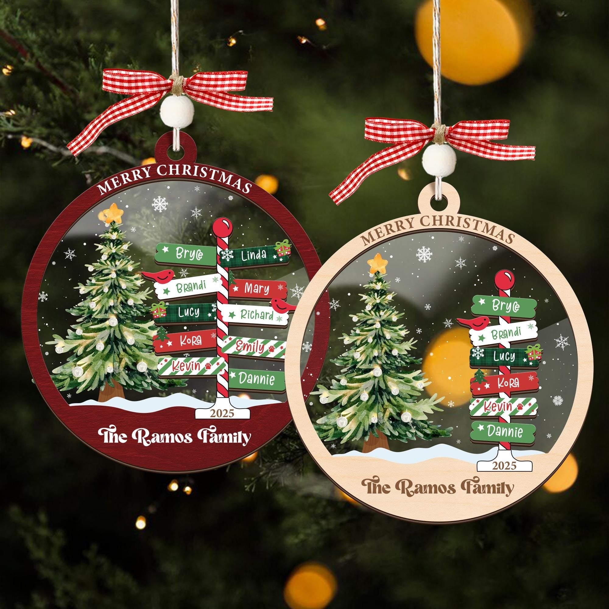 Family Name Christmas Tree Ornaments, Personalized Family Name Ornament, Christmas Tree Ornament Family Names 2025, Grandkids Names Keepsake