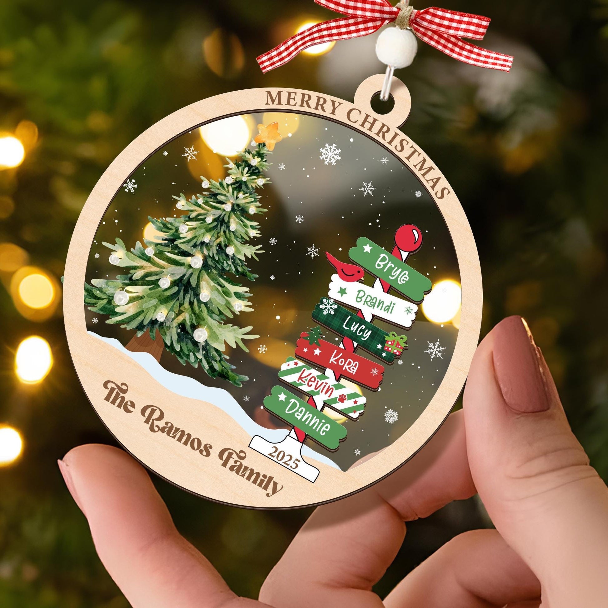 Family Name Christmas Tree Ornaments, Personalized Family Name Ornament, Christmas Tree Ornament Family Names 2025, Grandkids Names Keepsake