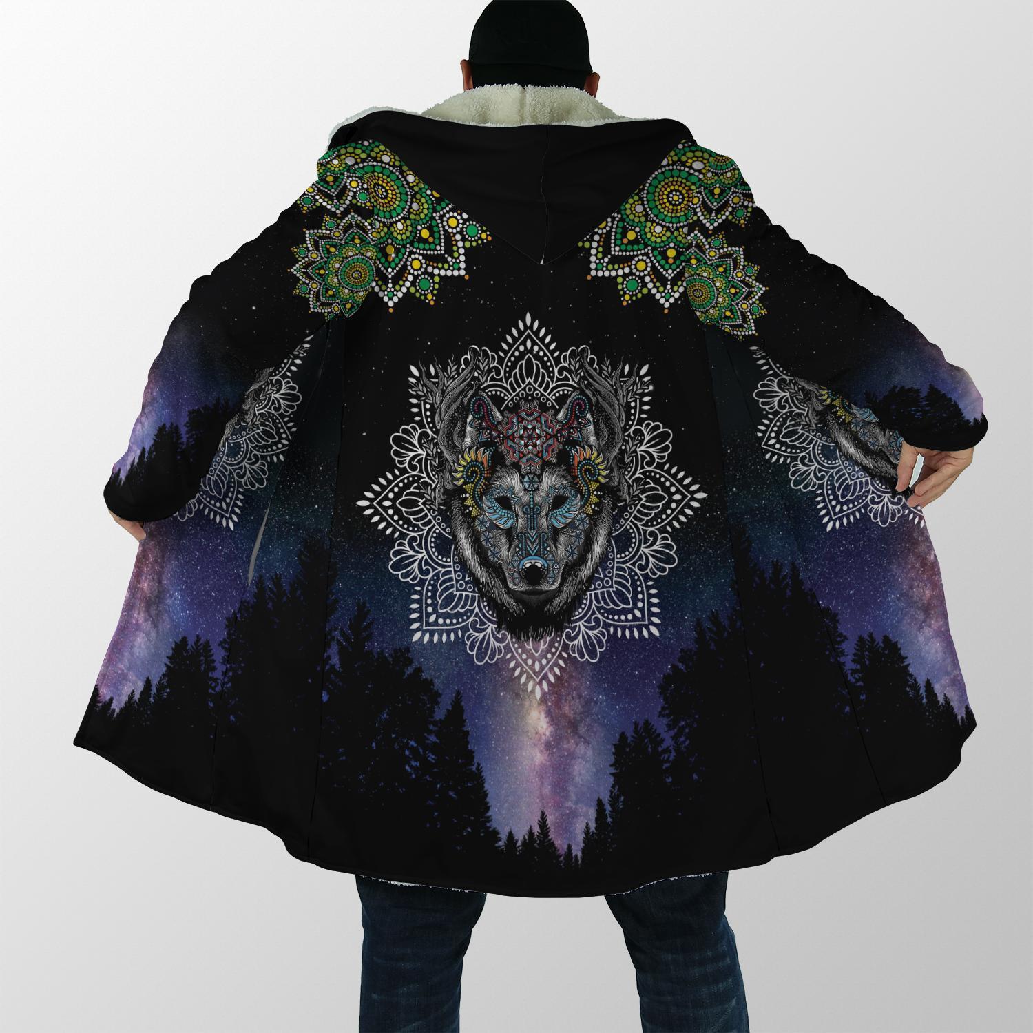 Lobo Wolf Mandala 3D Over Printed Cloak, Wolf Mandala Cloak.