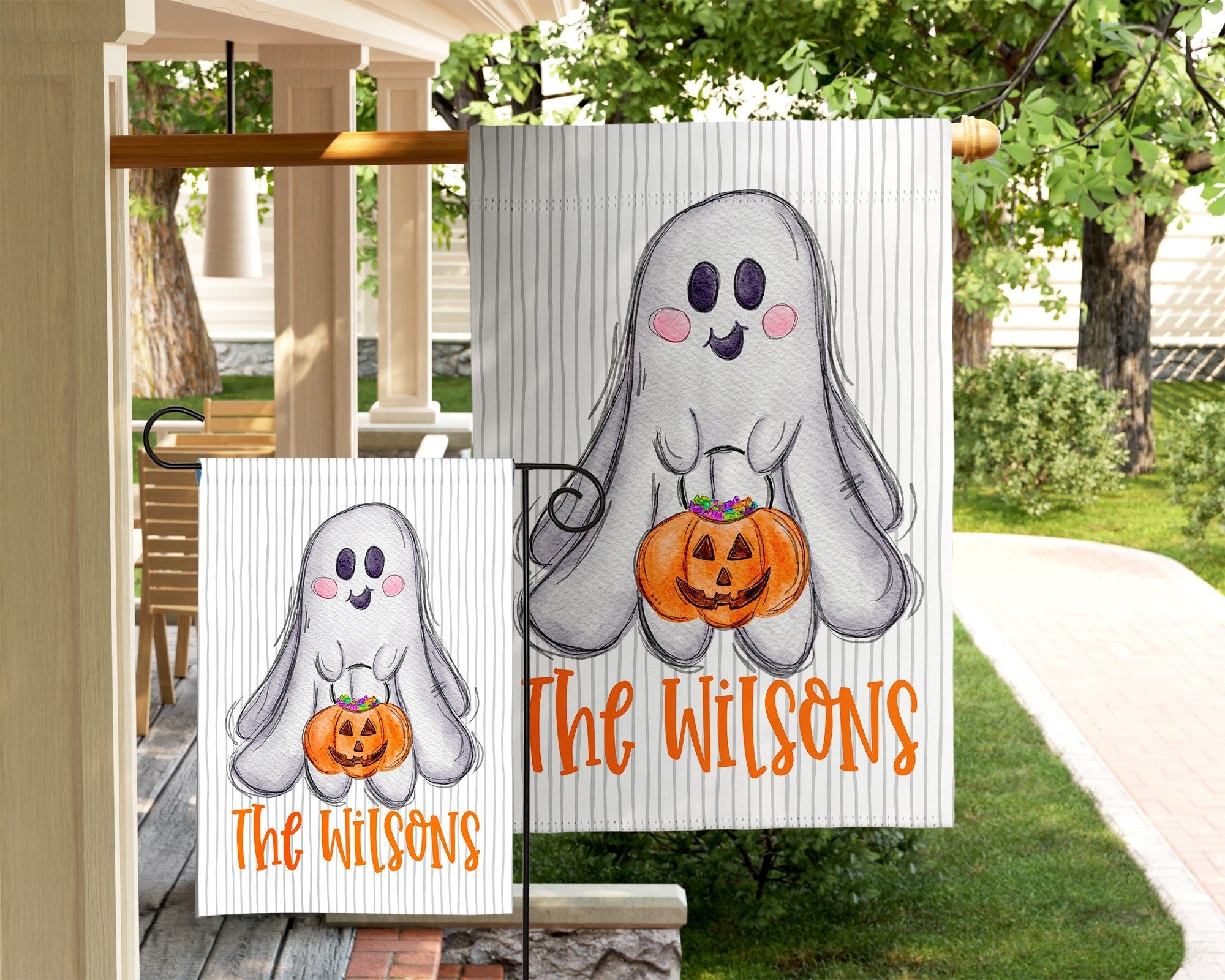 Personalized Garden Flag Halloween Outdoor, Decor Custom Fall Pumpkin Home, Decor Outdoor, Custom Gifts For Halloween