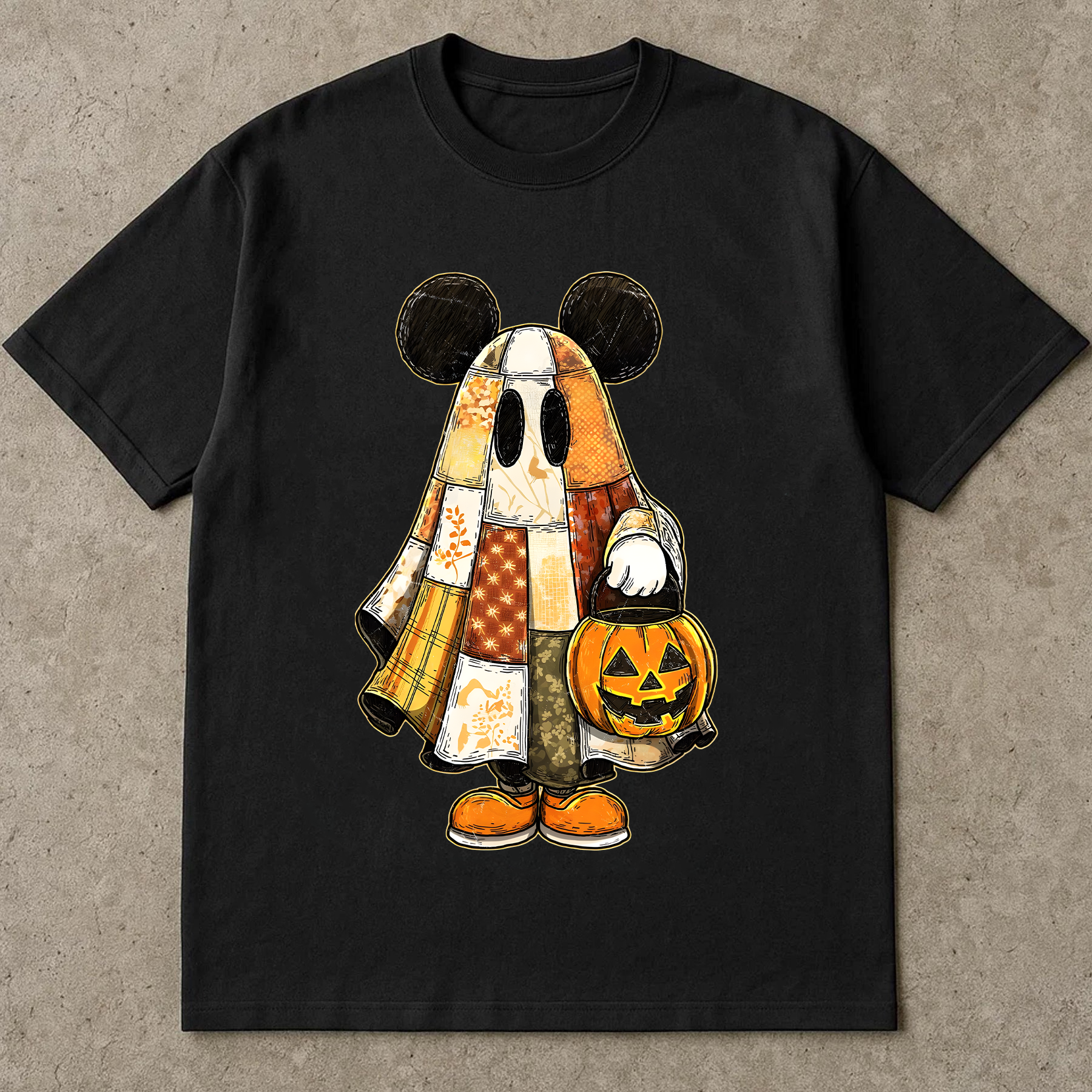 Retro Halloween Floral Cartoon Mouse Couple Shirt, Preppy Halloween Mouse And Friend Ghost Shirt, Spooky Cartoon Matching Shirt