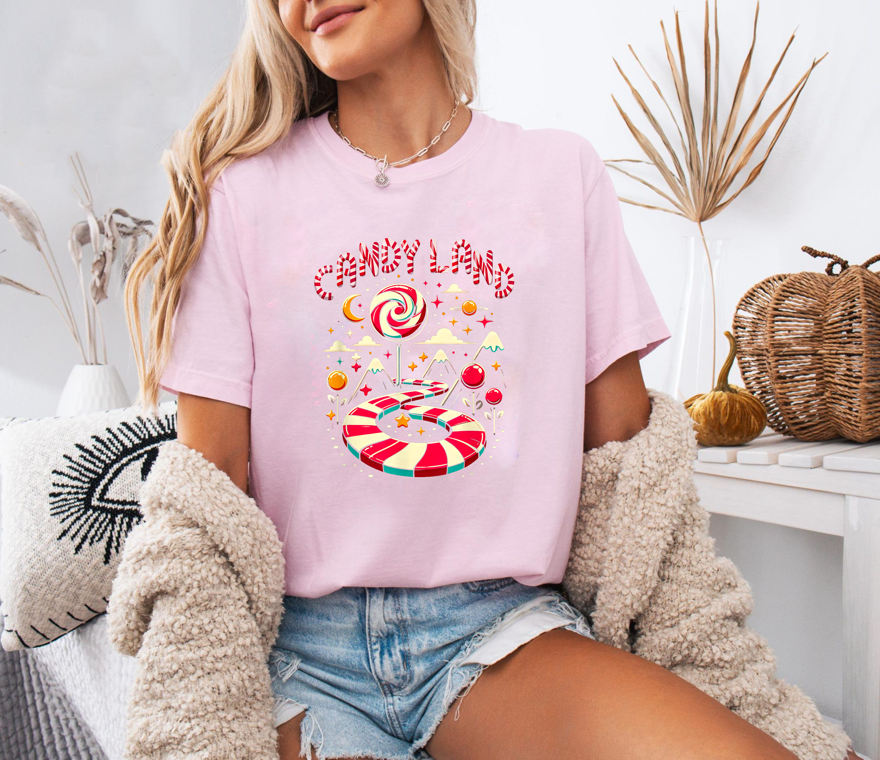 Candy Land Christmas Shirt, Sweet Holiday Tee, Candy Cane Path Top, Retro Festive Outfit, Cute Santa Season Gift, Holiday Party Shirt