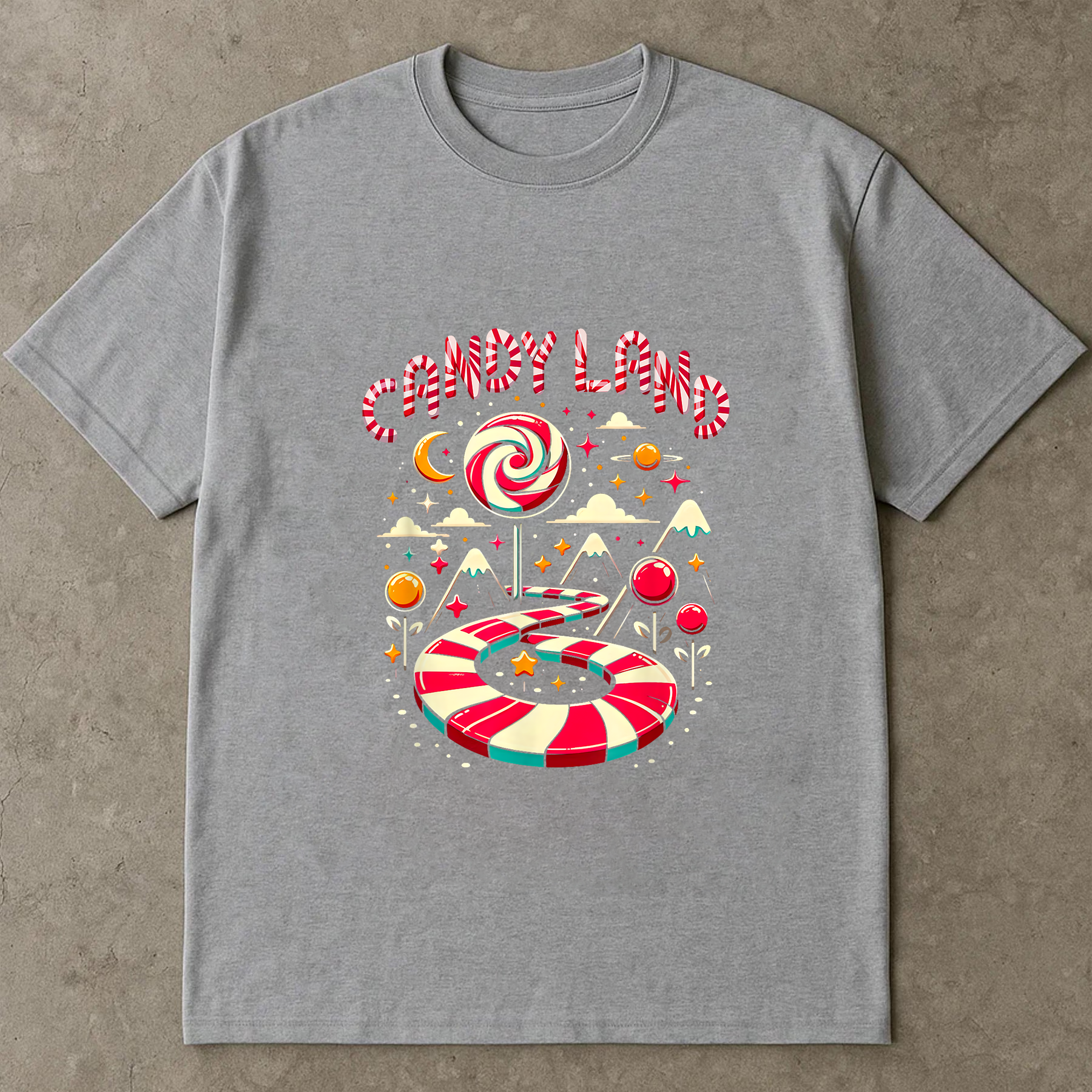 Candy Land Christmas Shirt, Sweet Holiday Tee, Candy Cane Path Top, Retro Festive Outfit, Cute Santa Season Gift, Holiday Party Shirt