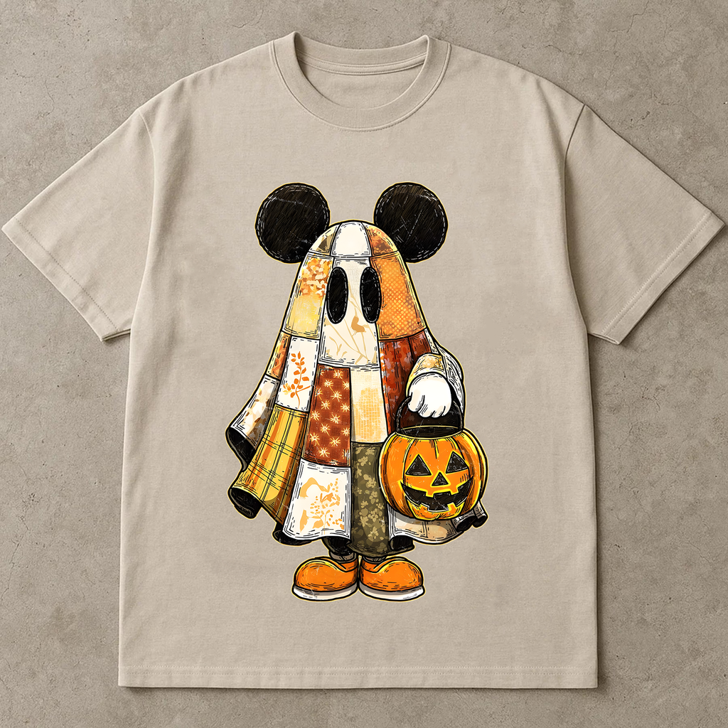 Retro Halloween Floral Cartoon Mouse Couple Shirt, Preppy Halloween Mouse And Friend Ghost Shirt, Spooky Cartoon Matching Shirt