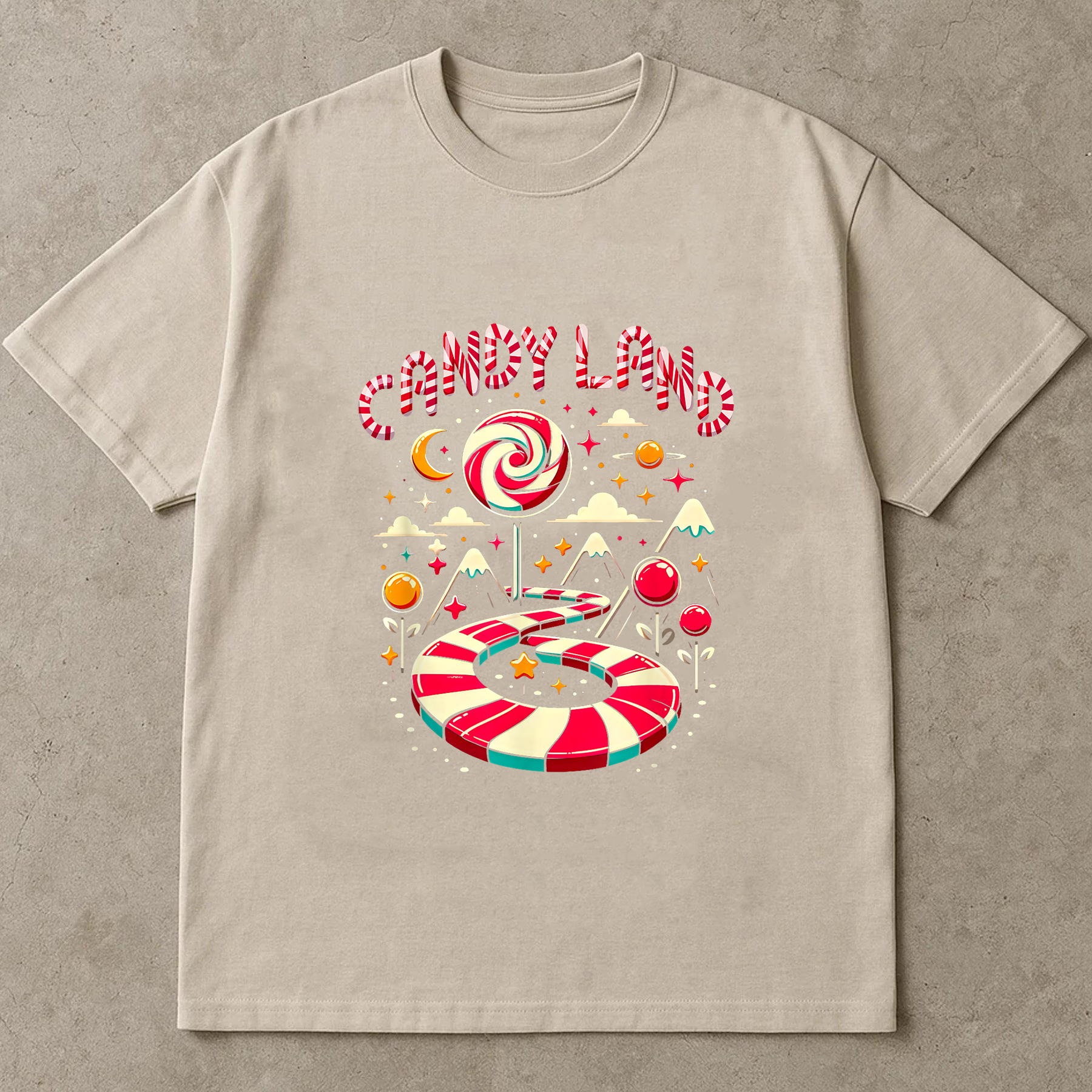 Candy Land Christmas Shirt, Sweet Holiday Tee, Candy Cane Path Top, Retro Festive Outfit, Cute Santa Season Gift, Holiday Party Shirt