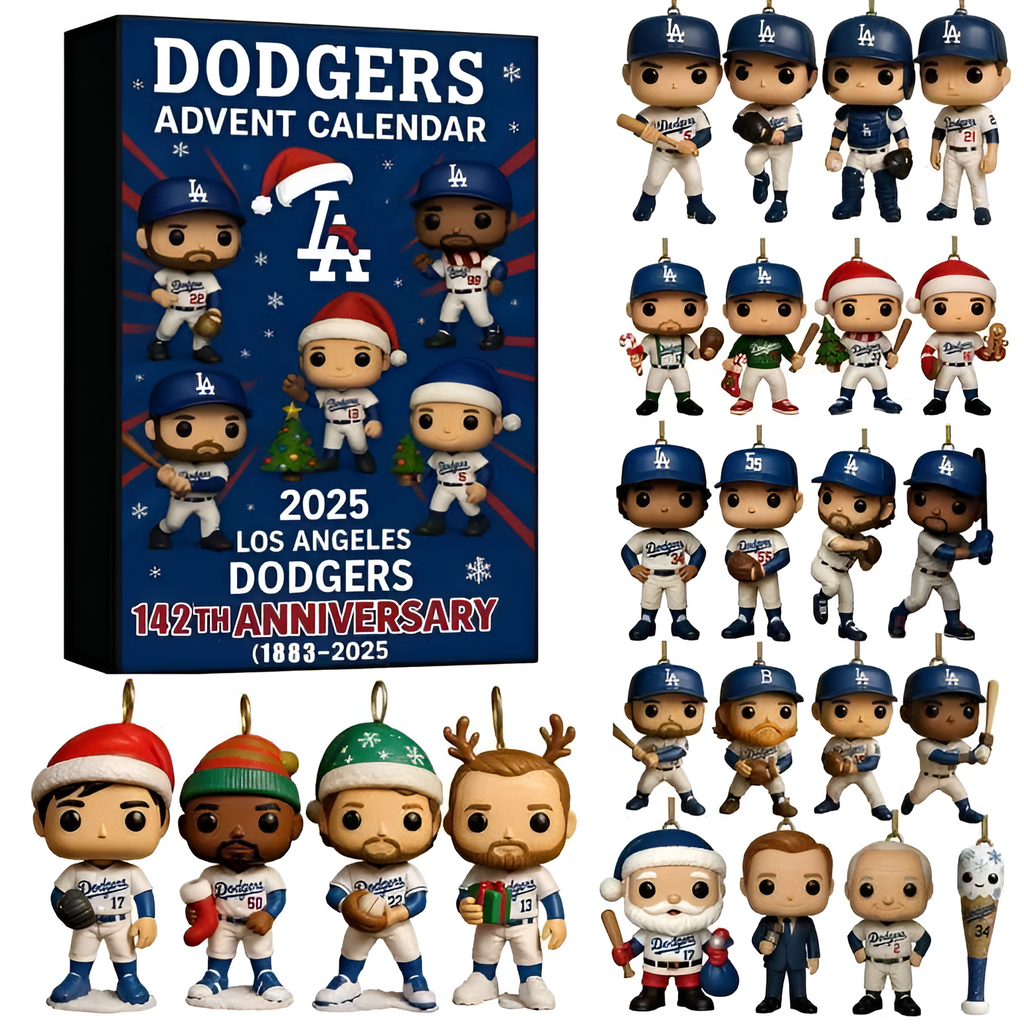 Los Angeles Dodgers 142th Anniversary Advent Calendar 2025, MLB Mini Figures Set, Dodgers Christmas Box, Baseball Fan Holiday Gift