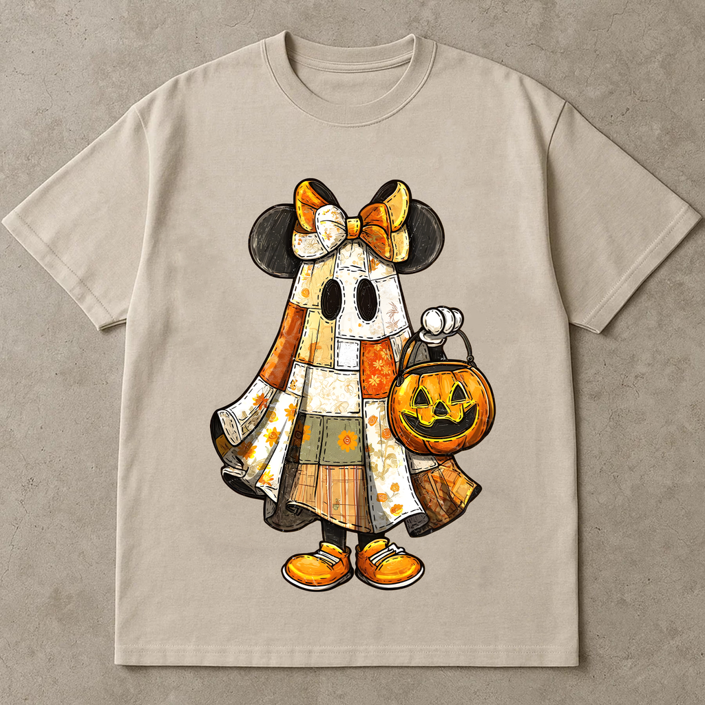 Retro Halloween Floral Cartoon Mouse Couple Shirt, Preppy Halloween Mouse And Friend Ghost Shirt, Spooky Cartoon Matching Shirt