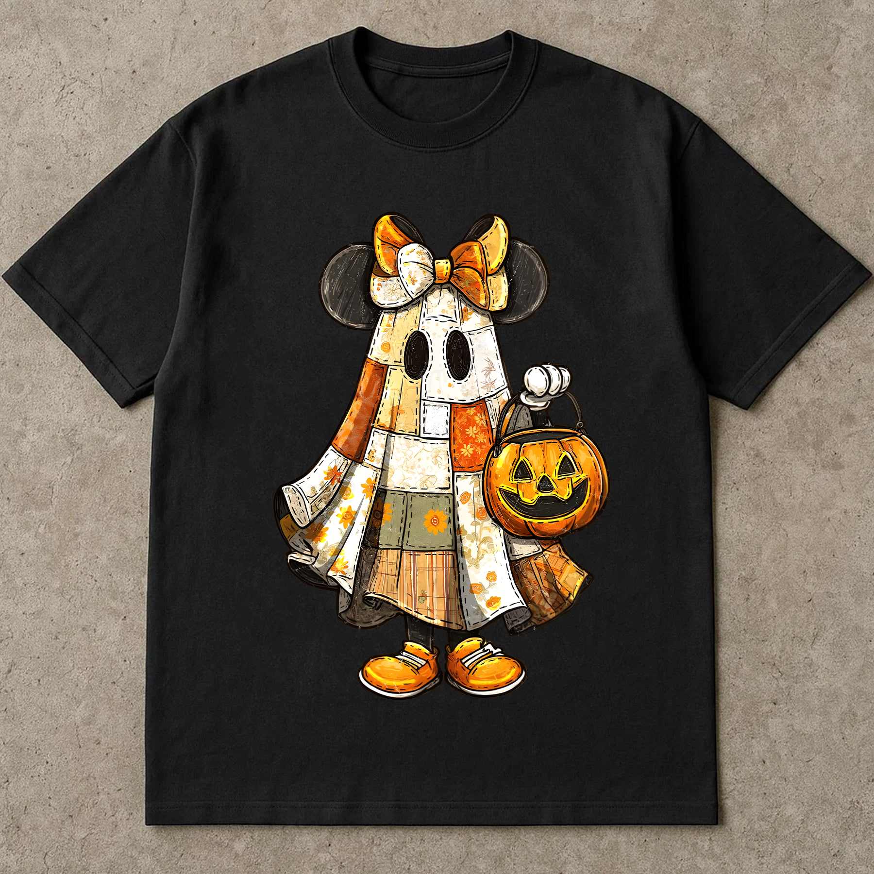 Retro Halloween Floral Cartoon Mouse Couple Shirt, Preppy Halloween Mouse And Friend Ghost Shirt, Spooky Cartoon Matching Shirt