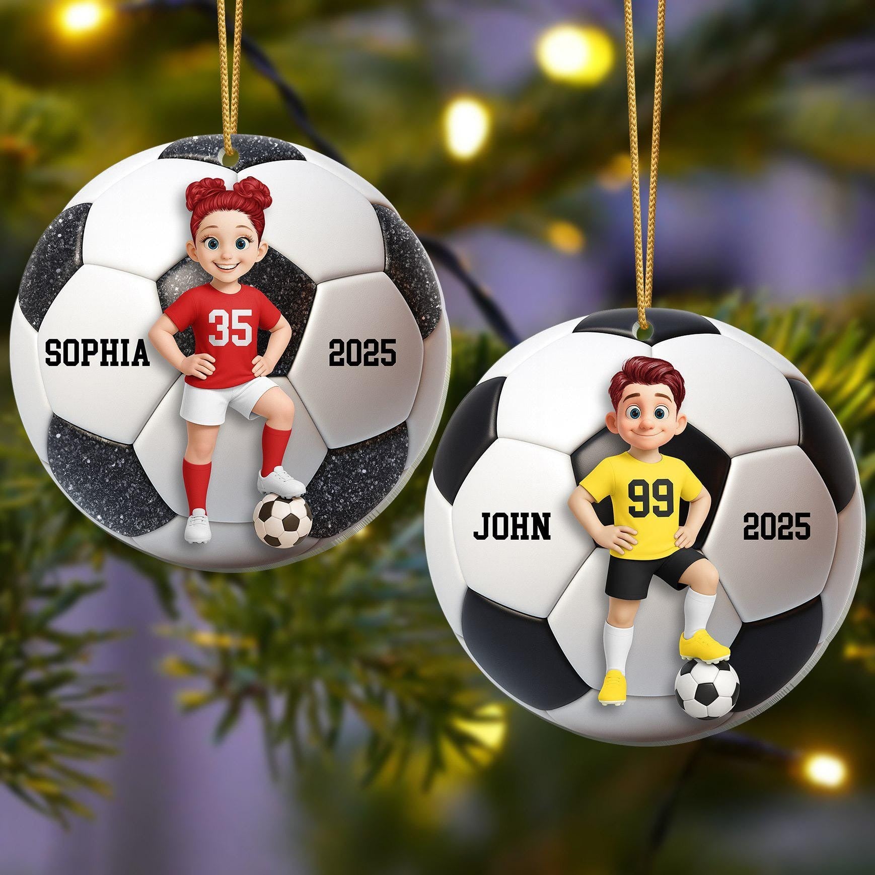 Personalized Soccer Ornament 2025, Custom Soccer Player Christmas Ornament, Kids Sports Ornament, Soccer Ball Gift for Boys & Girls