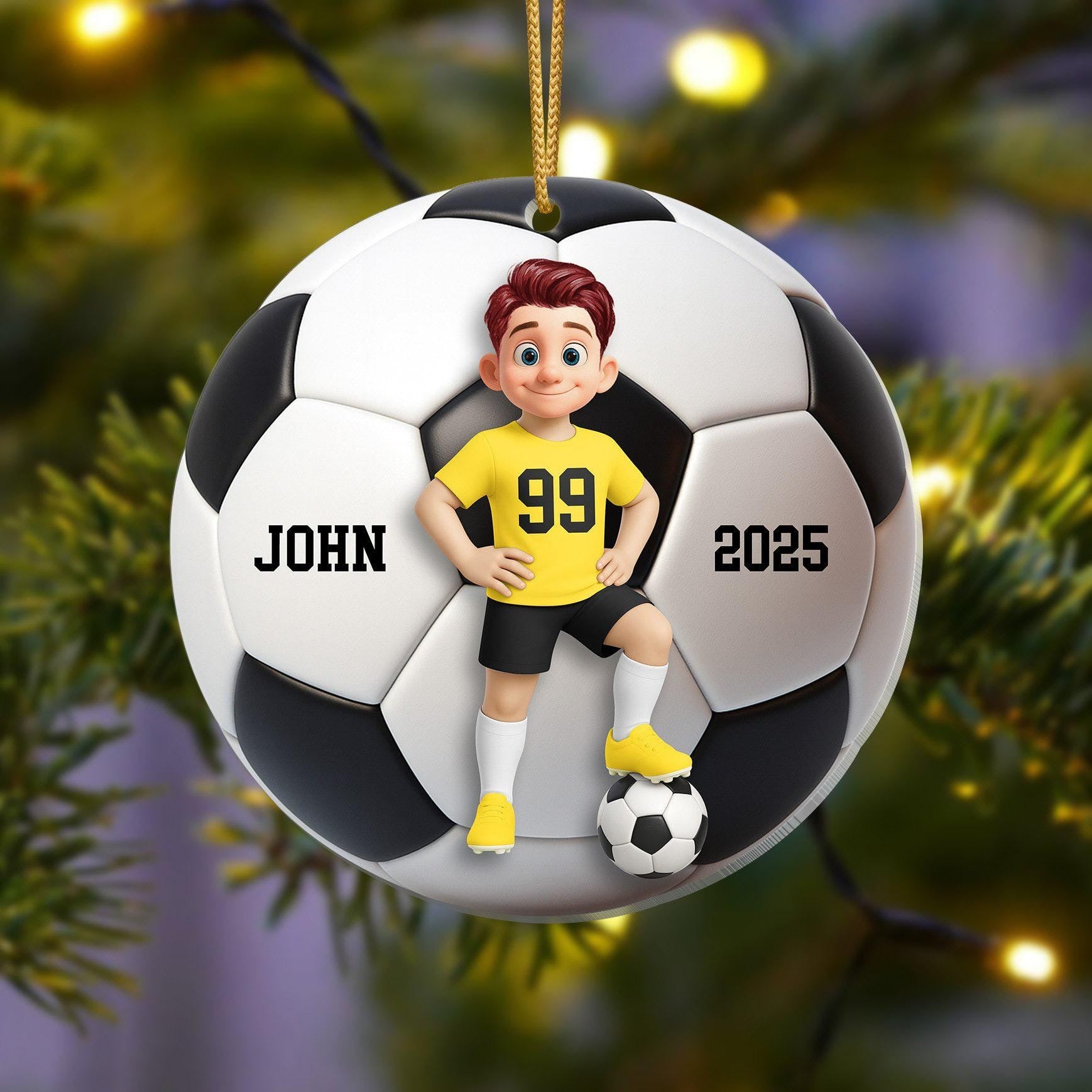 Personalized Soccer Ornament 2025, Custom Soccer Player Christmas Ornament, Kids Sports Ornament, Soccer Ball Gift for Boys & Girls