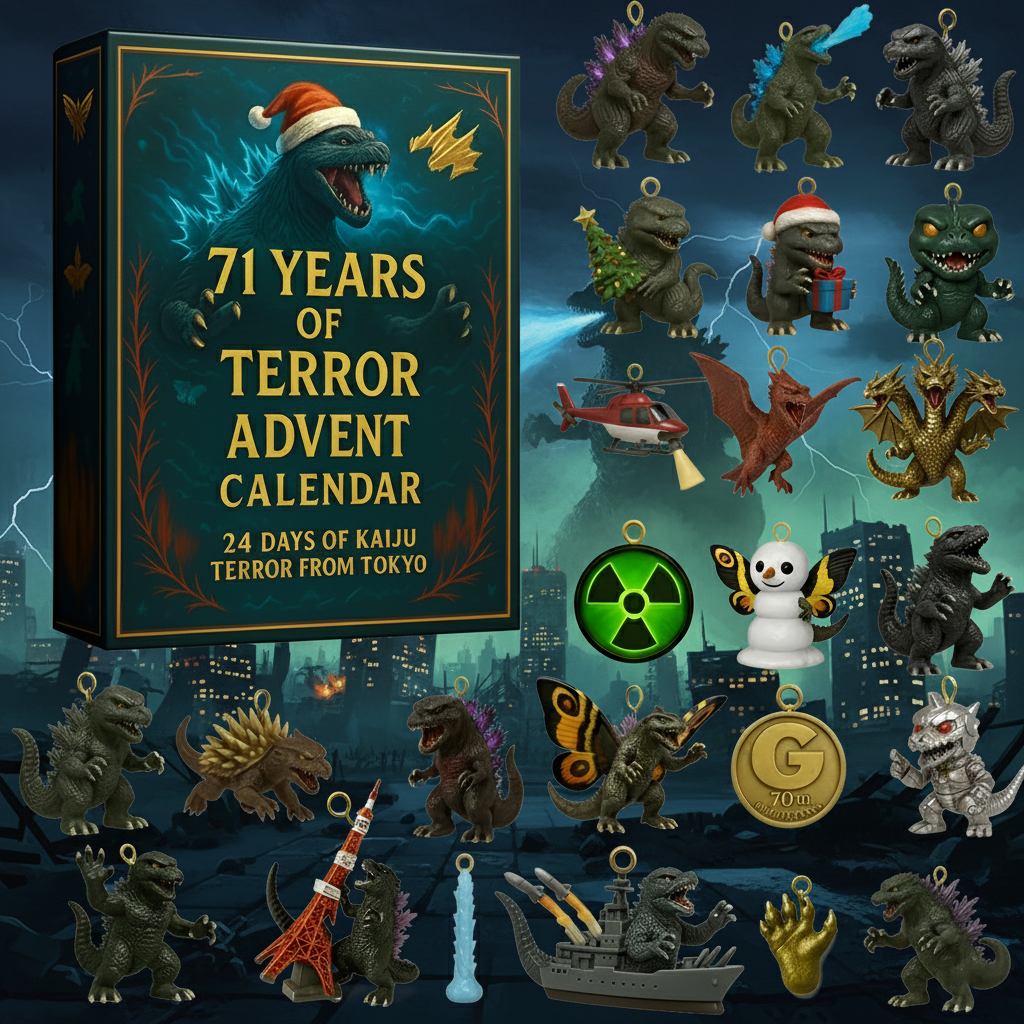 Godzilla Advent Calendar, Kaiju Monster 24 Days Countdown, 71 Years of Terror Collectible Figures, Gift for Fans