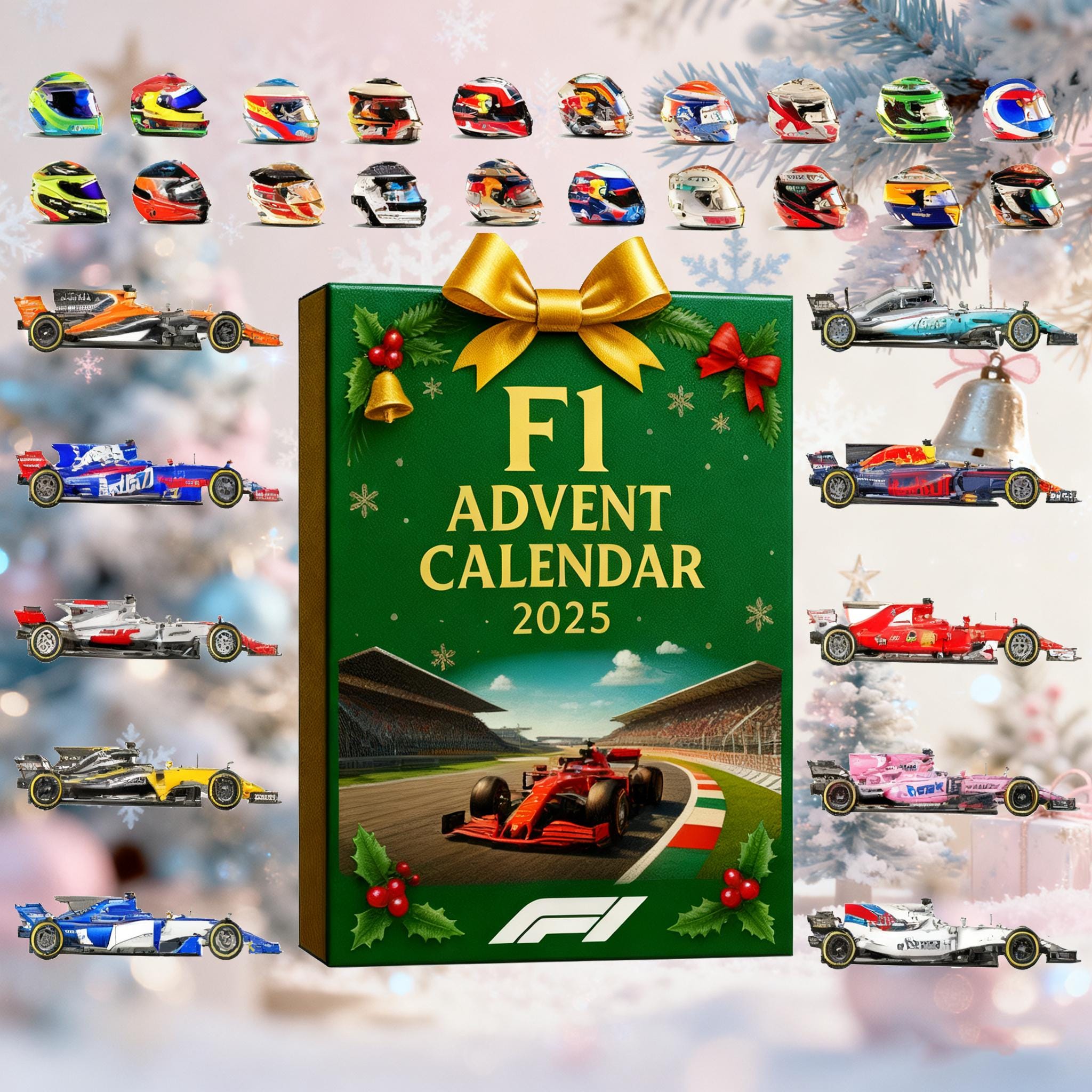 Racing Legends Toy Advent Calendar 2025, 24 Days Mini Car & Helmet Collectible Set, Gift for Motorsport Fans