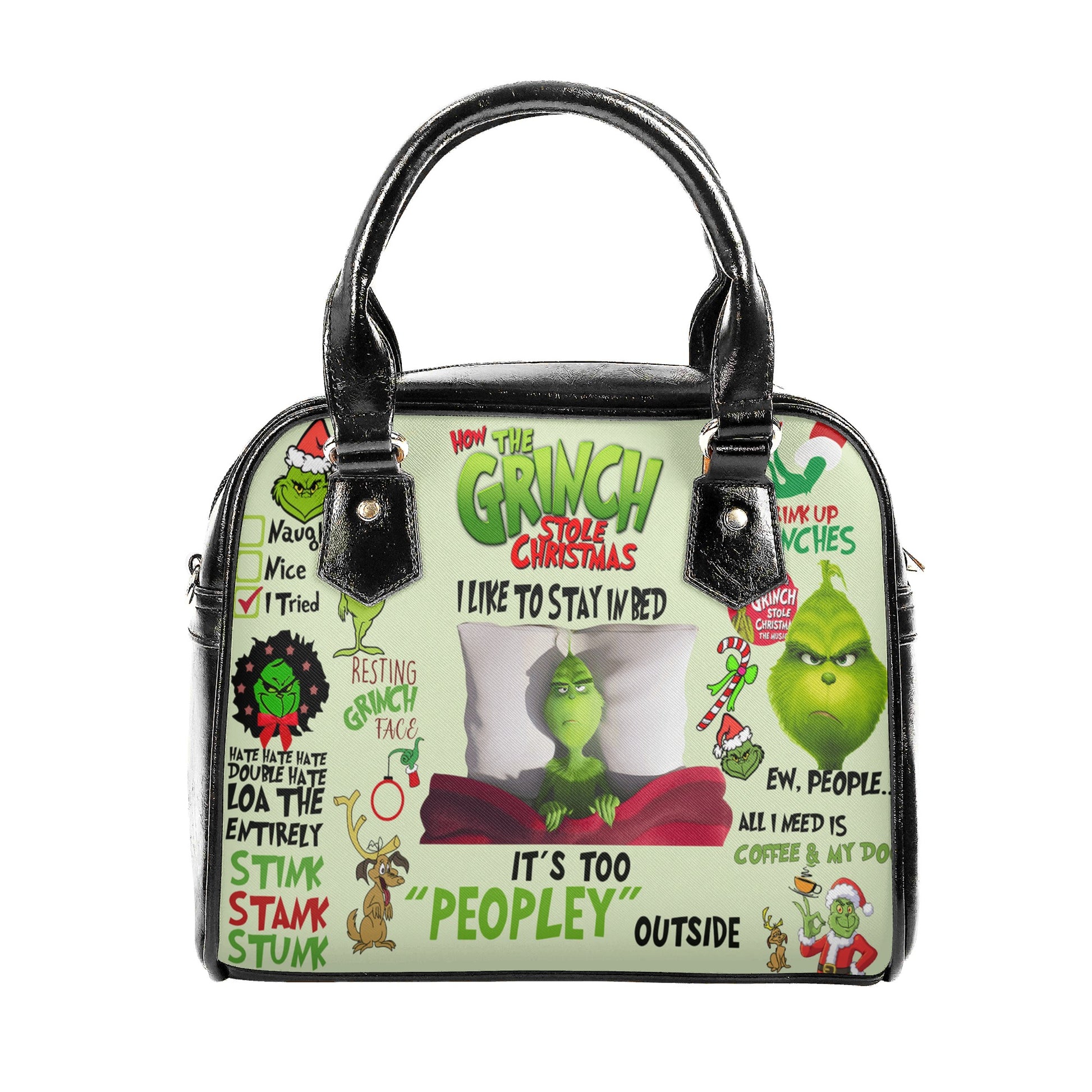 Funny Christmas Slogan Handbag, Festive Character Purse, Cute Winter Tote Bag, Holiday Party Gift