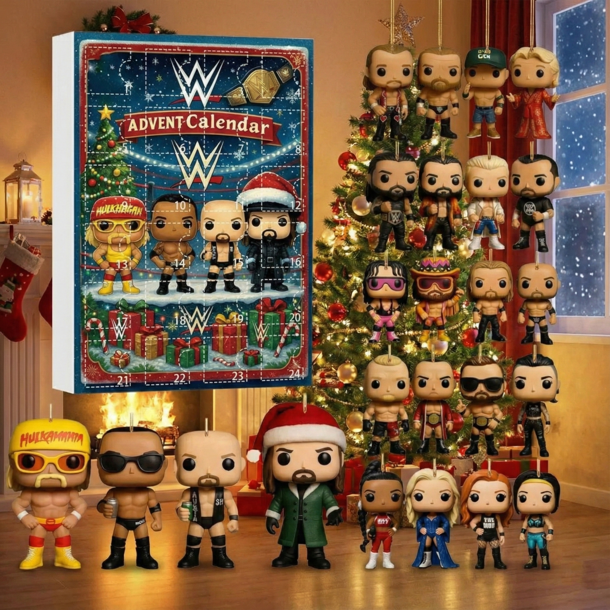 WWE Advent Calendar 2025, Wrestling Mini Figures Christmas Gift, 24 Surprise Toys for Kids & Fans, Holiday Collectible Set