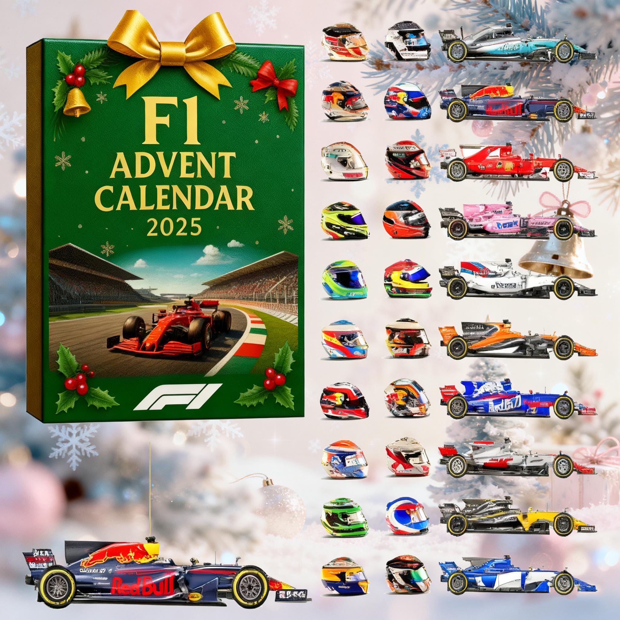 Racing Legends Toy Advent Calendar 2025, 24 Days Mini Car & Helmet Collectible Set, Gift for Motorsport Fans