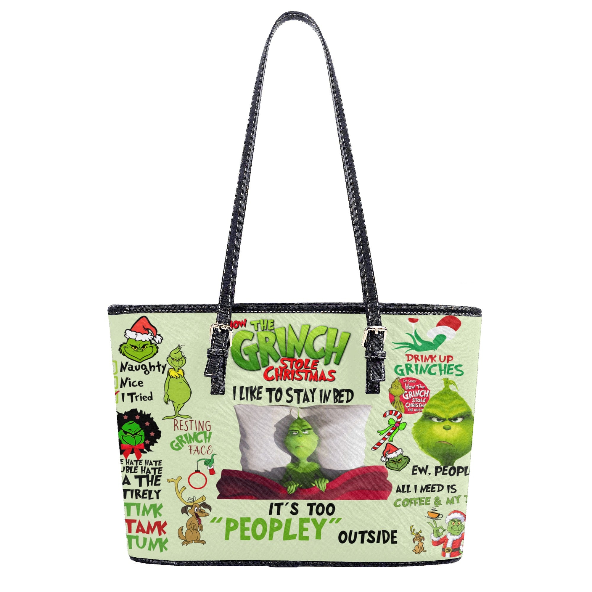 Funny Christmas Slogan Handbag, Festive Character Purse, Cute Winter Tote Bag, Holiday Party Gift