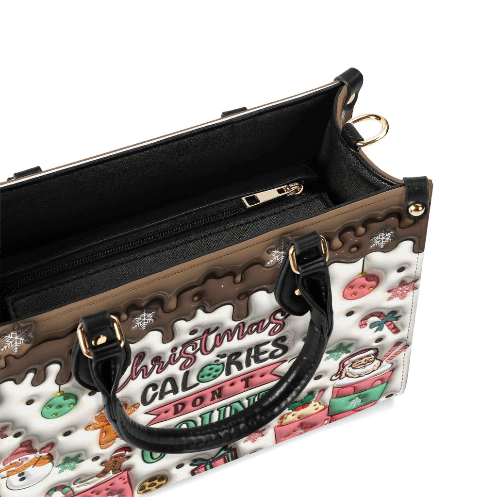 Christmas Calories Don’t Count Handbag, Santa and Cookies Holiday Purse, Cute Christmas Tote Bag, Gift for Her