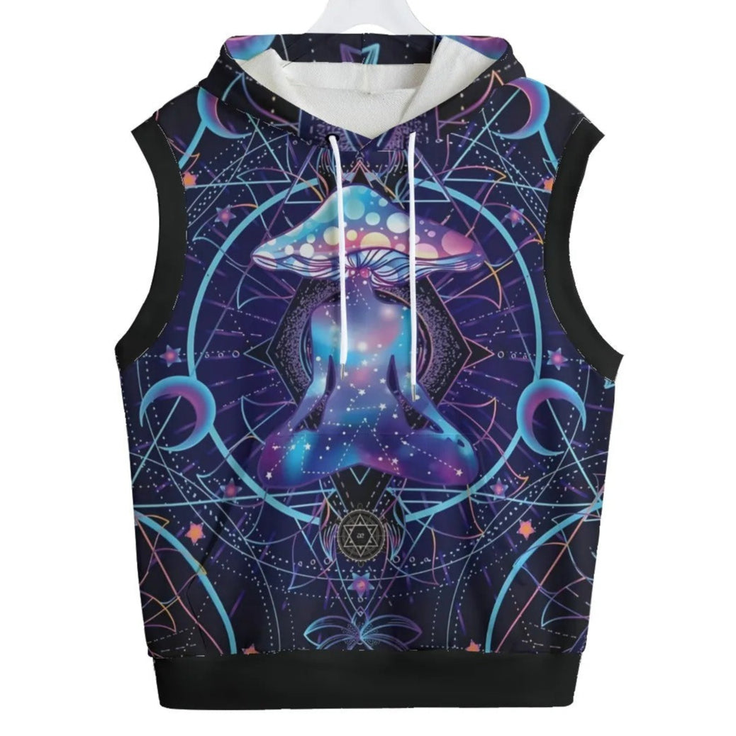 Mystic Mushroom Awakening Pullover Hoodie, Psychedelic Spiritual Sweatshirt, Cosmic Mushroom Hooded Top, Visionary Art Festival Wear, Boho Mystic Style