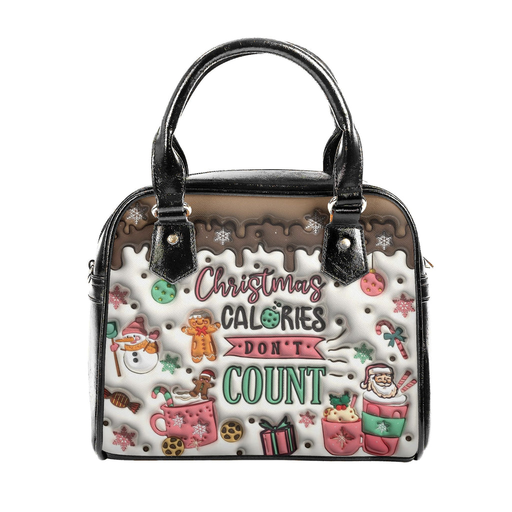 Christmas Calories Don’t Count Handbag, Santa and Cookies Holiday Purse, Cute Christmas Tote Bag, Gift for Her