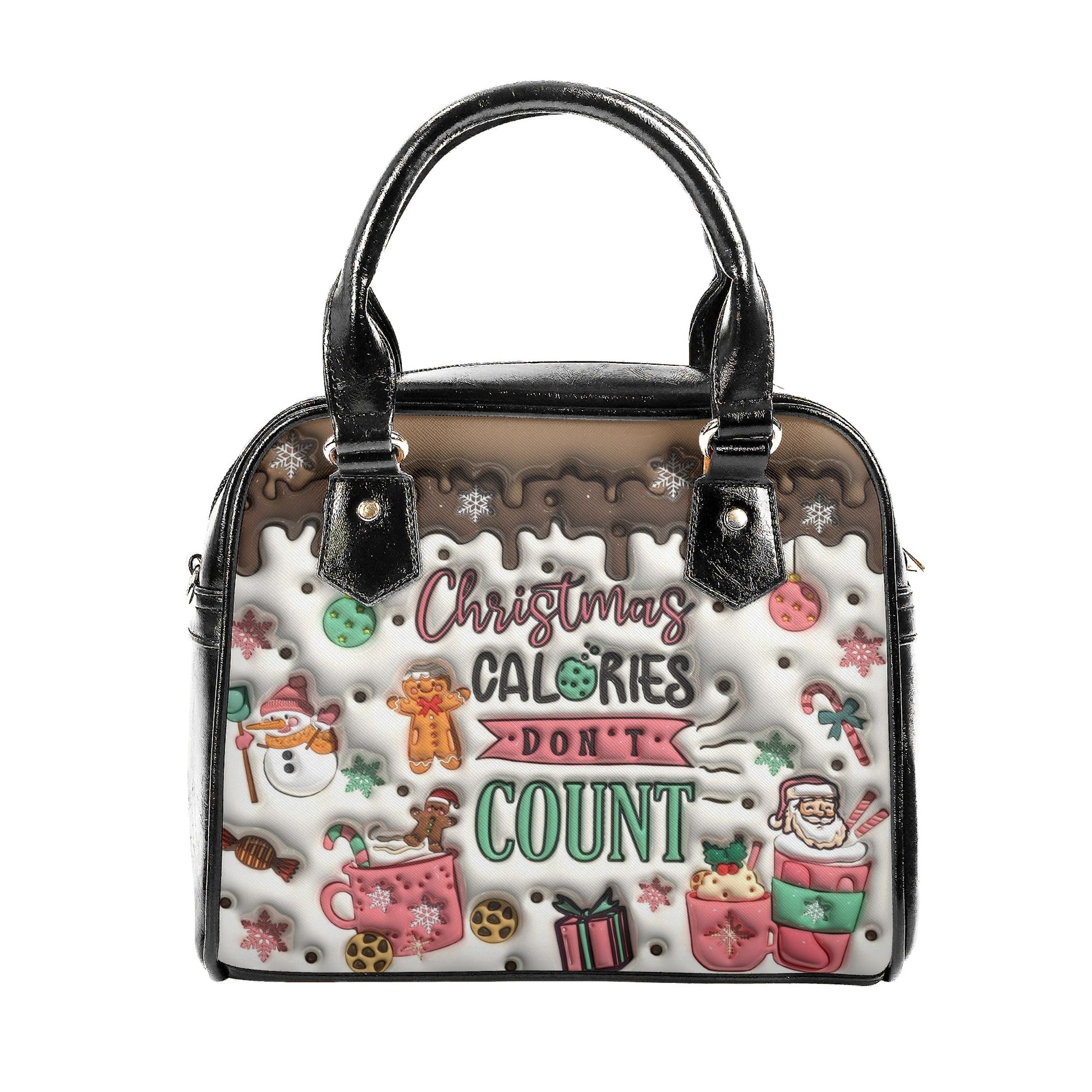 Christmas Calories Don’t Count Handbag, Santa and Cookies Holiday Purse, Cute Christmas Tote Bag, Gift for Her
