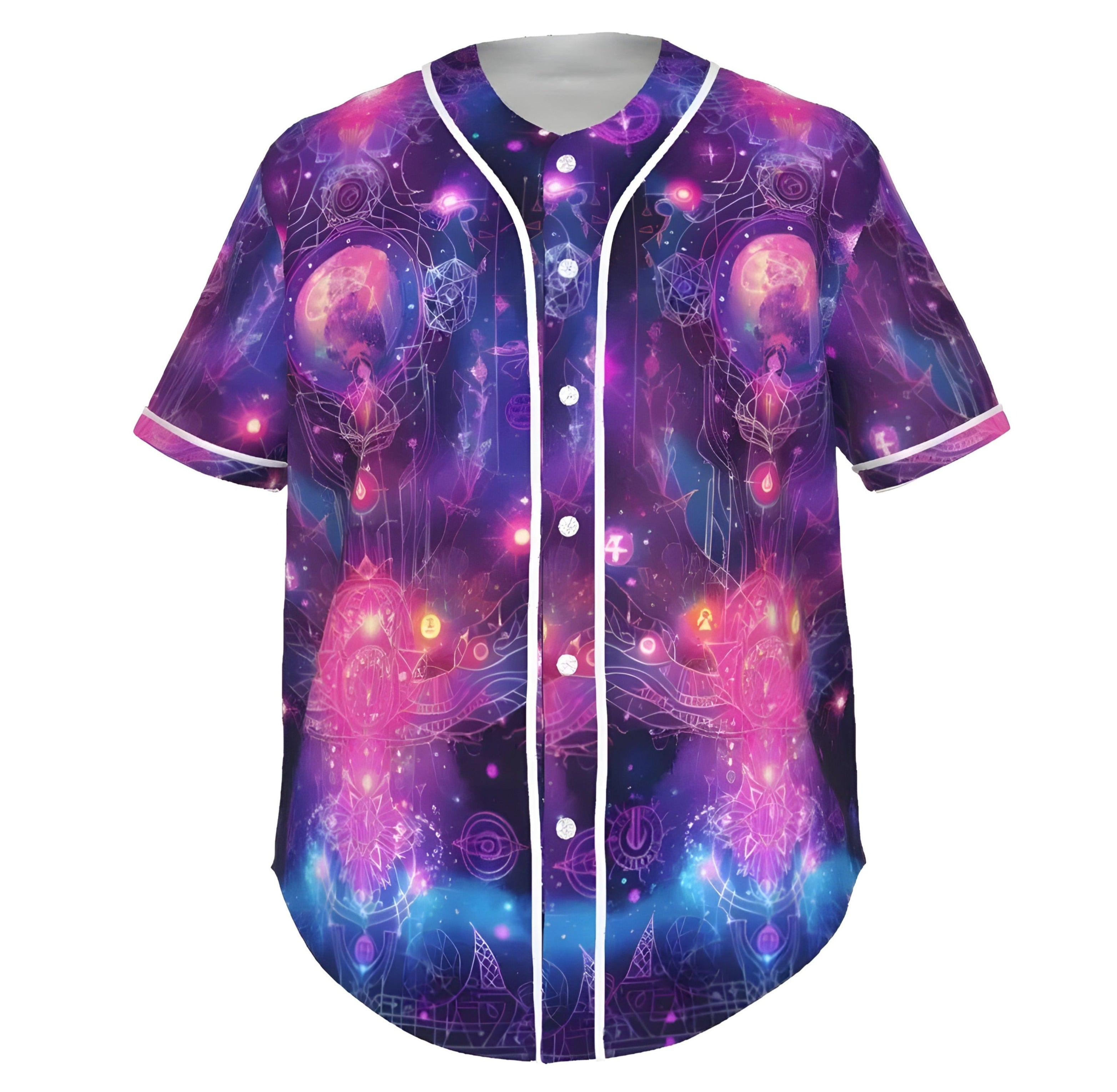 Cosmic Mysticism Baseball Shirt, Psychedelic Galaxy Graphic Tee, Spiritual Festival Wear, Fantasy Baseball Shirt