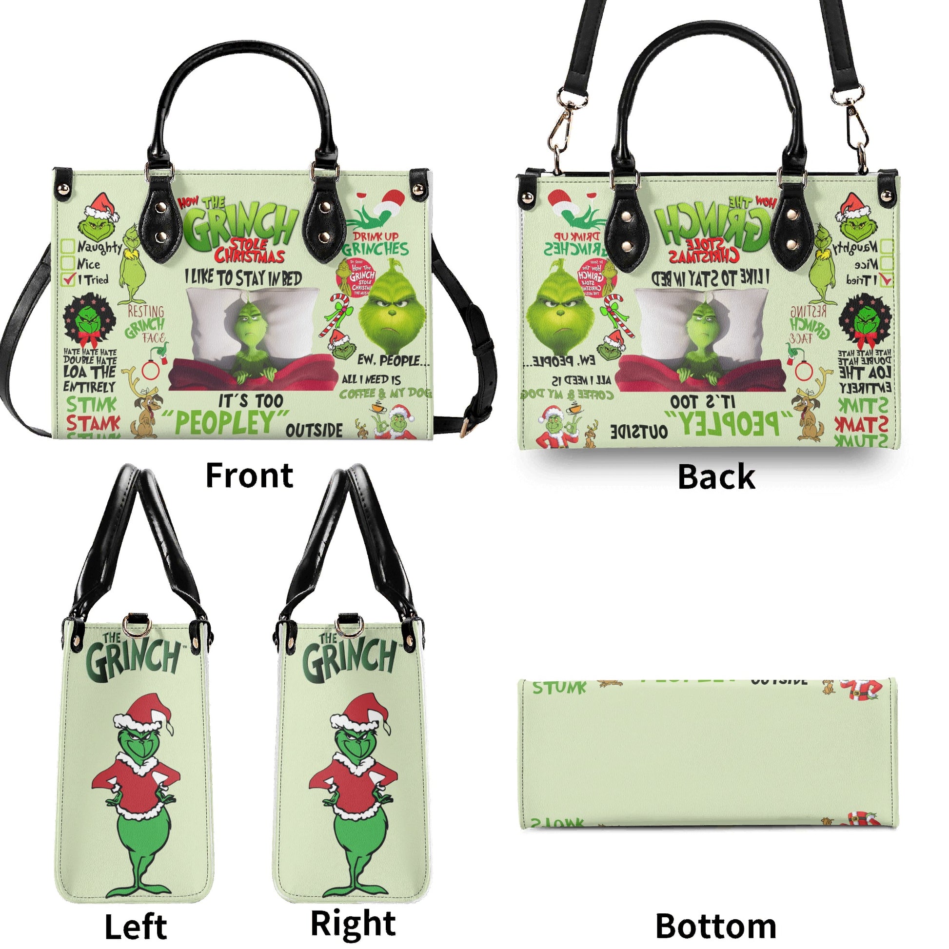 Funny Christmas Slogan Handbag, Festive Character Purse, Cute Winter Tote Bag, Holiday Party Gift