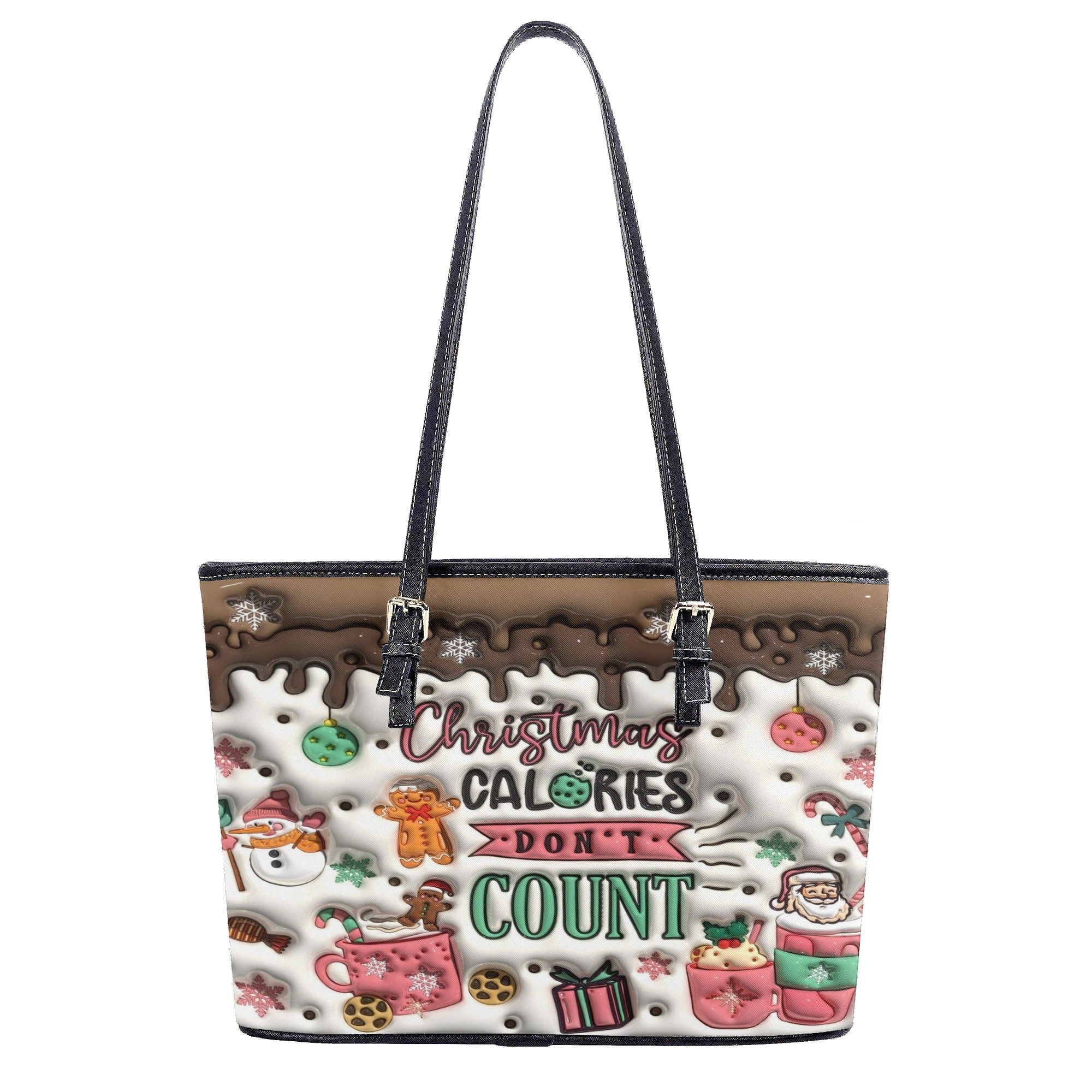 Christmas Calories Don’t Count Handbag, Santa and Cookies Holiday Purse, Cute Christmas Tote Bag, Gift for Her