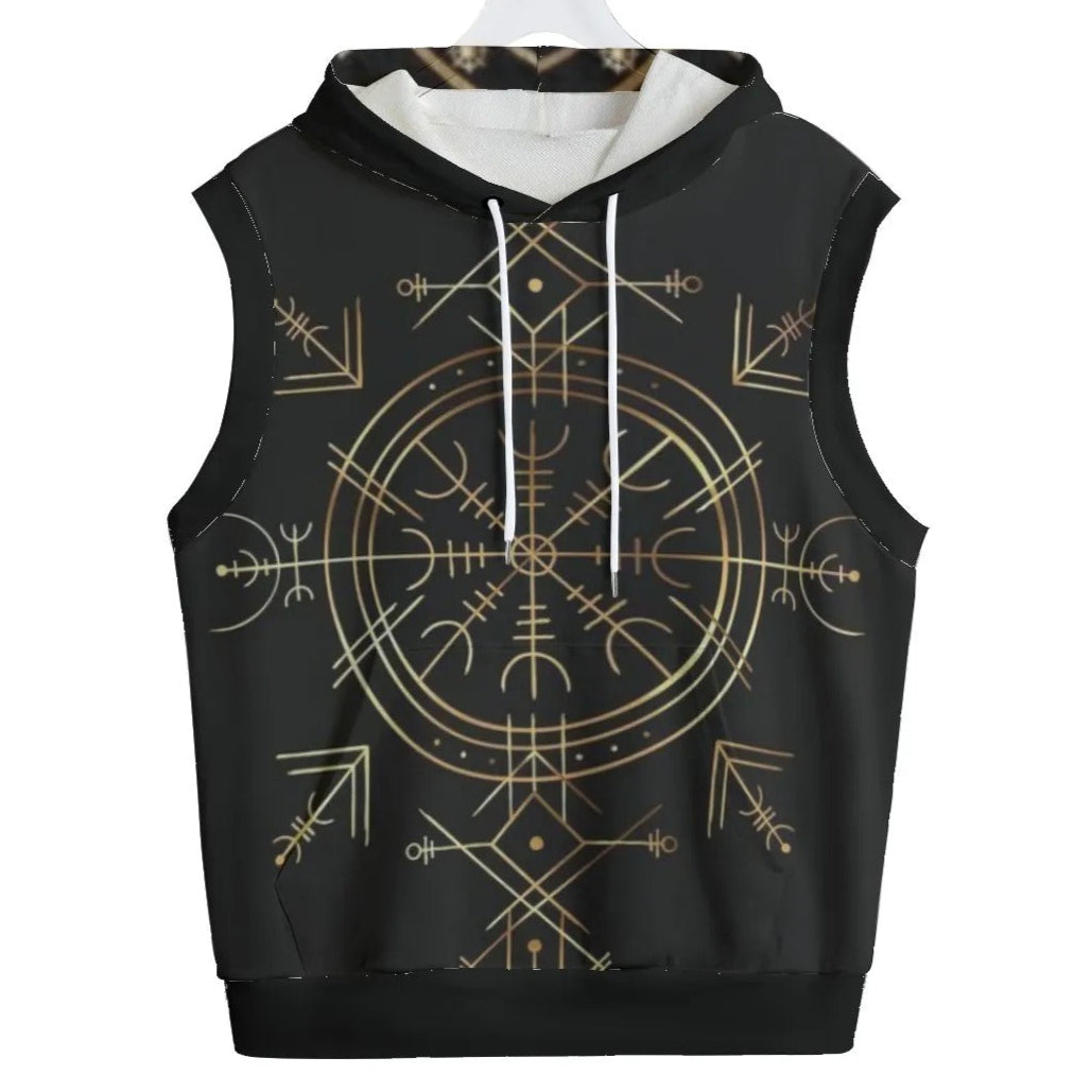 Viking Vegvisir Mysticism Pullover Hoodie, Norse Compass Viking Sweatshirt, Nordic Rune Spiritual Wear, Viking Sacred Geometry Hoodie