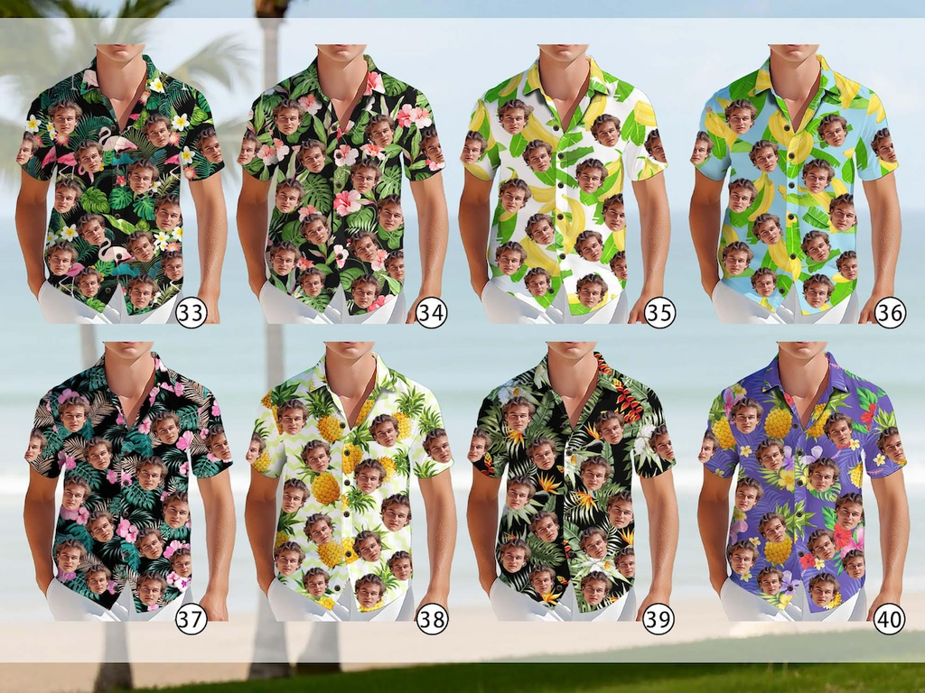 Custom Hawaiian Shirt with Photo – Personalized Face & Pet Print, Unisex Aloha Button-Up