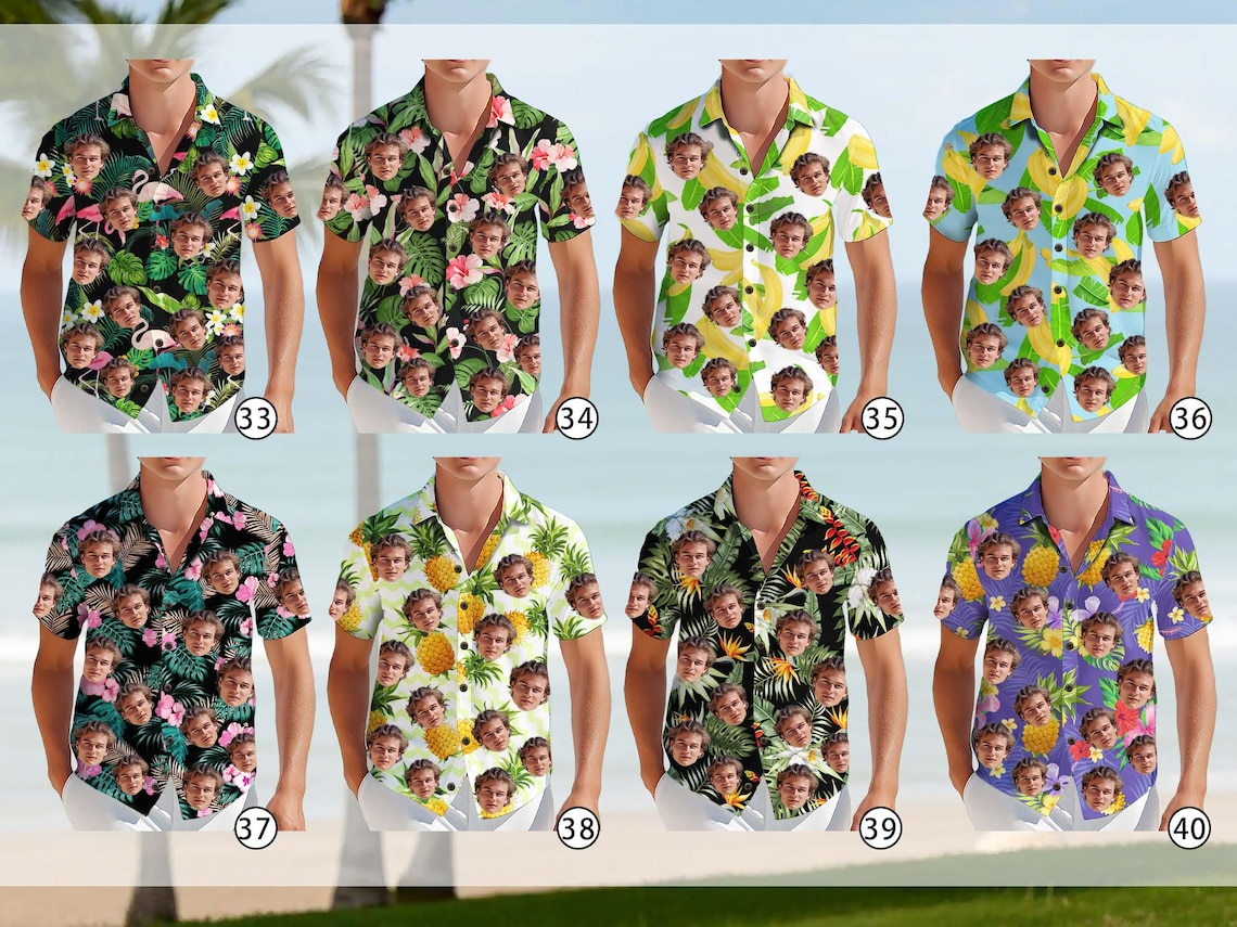 Custom Hawaiian Shirt with Photo – Personalized Face & Pet Print, Unisex Aloha Button-Up