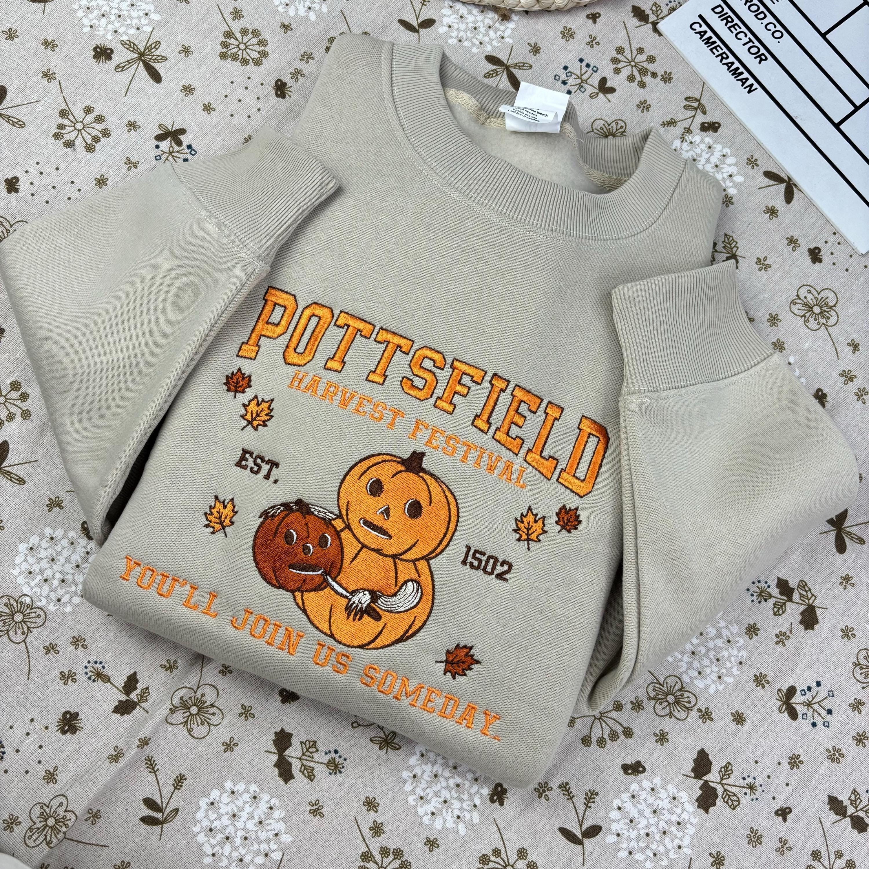 Embroidered Pottsfield Harvest Festival Pumpkin Carver Sweatshirt, Over The Garden Wall Halloween Shirt, Spooky Season Shirt, Fall Autumn EBAC08