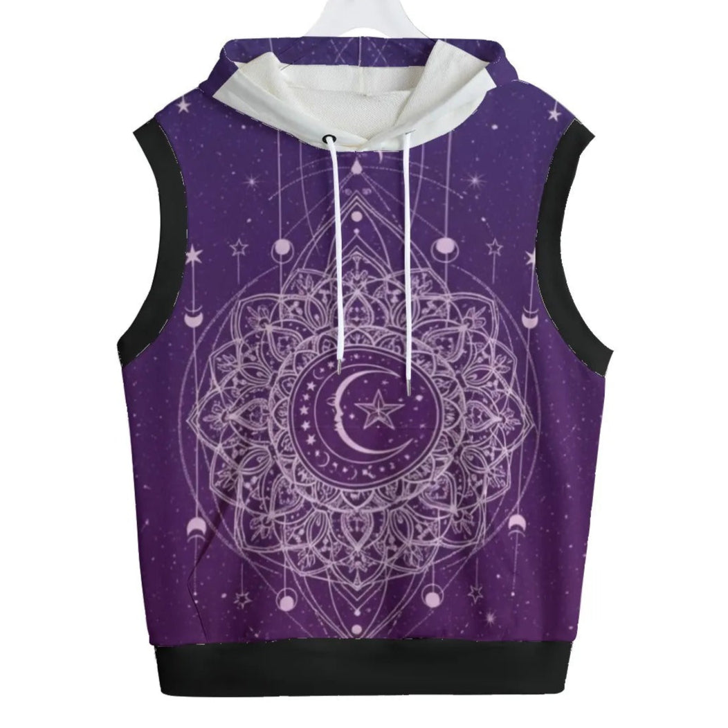 Mystic Lunar Mandala Pullover Hoodie, Moon Phase Spiritual Sweatshirt, Celestial Lotus Hooded Top, Sacred Geometry Cosmic Hoodie, Boho Mystic Style