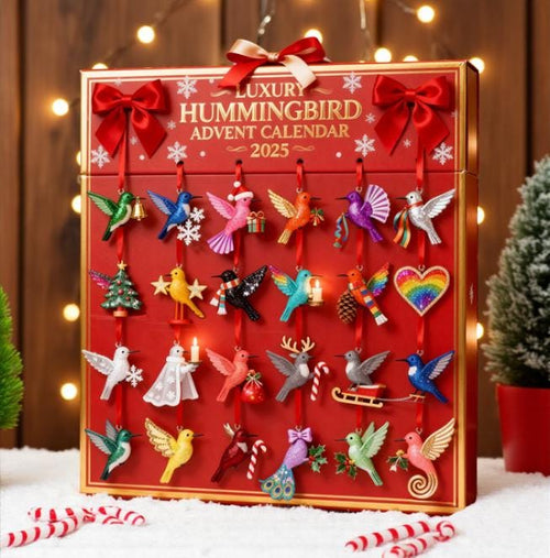 2D Acrylic Hummingbird Ornament Advent Calendar 2025: 24 Holiday Bird Decorations