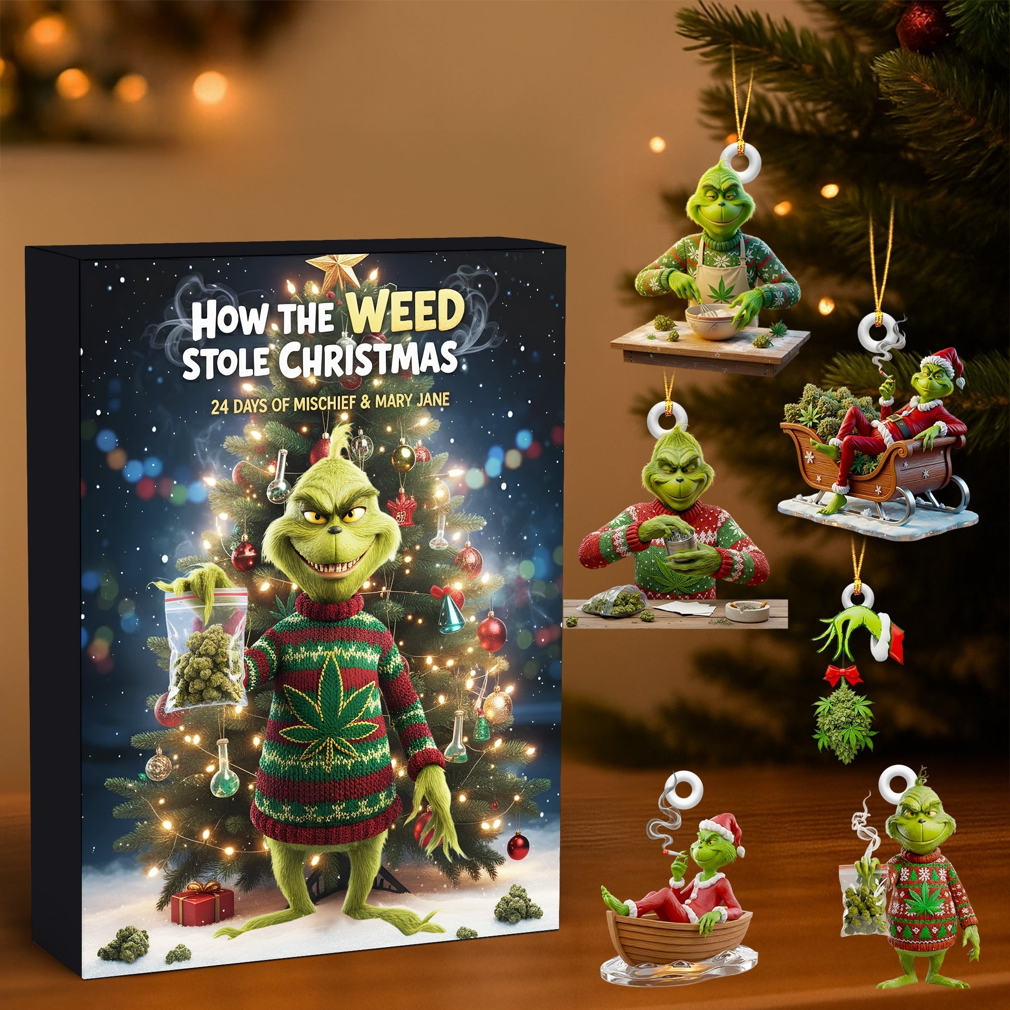 Grinch Kitchen Advent Calendar 2025, Christmas Baking Countdown Box, Cute Holiday Cookie Figures, Xmas Gift Set for Kids