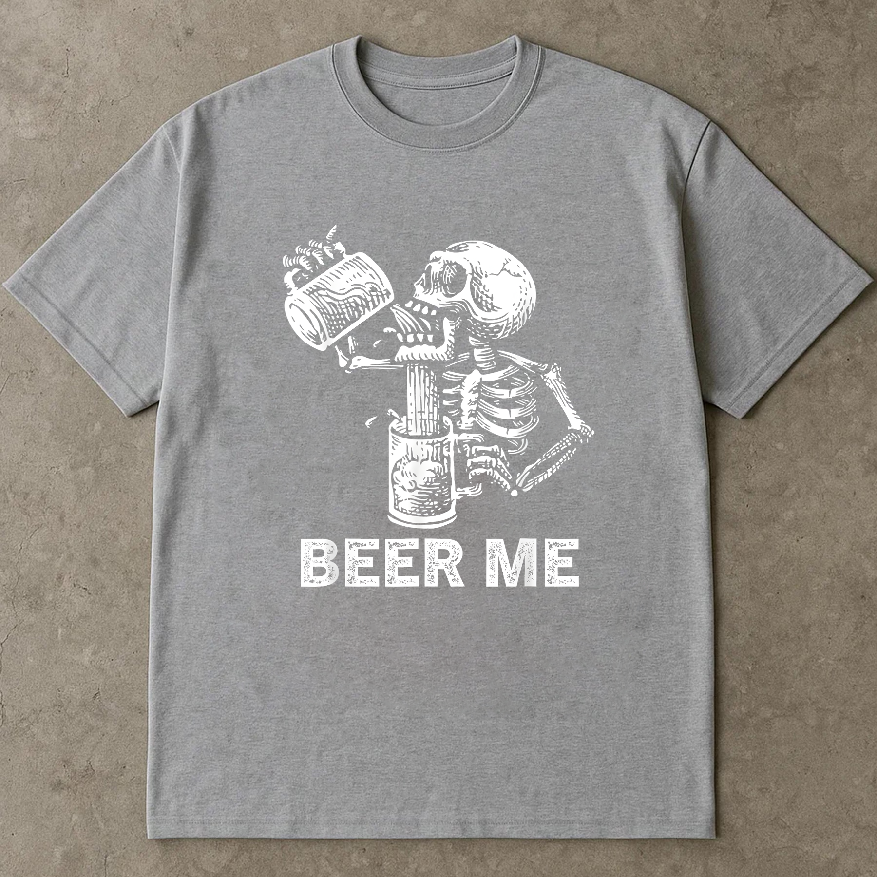Beer Me Skeleton Shirt, Funny Drinking Halloween T-Shirt, Vintage Skeleton Beer Lover Tee, Spooky Party Graphic Shirt Unisex