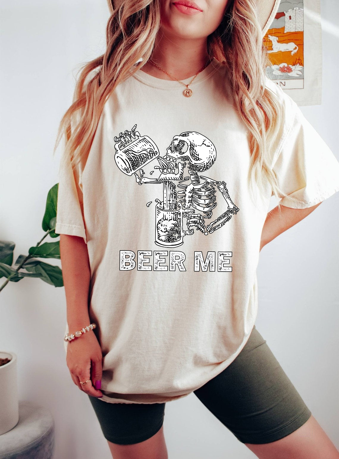 Beer Me Skeleton Shirt, Funny Drinking Halloween T-Shirt, Vintage Skeleton Beer Lover Tee, Spooky Party Graphic Shirt Unisex