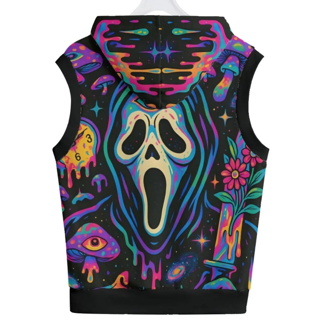 Psychedelic Halloween Mushrooms Pullover Hoodie, Neon Trippy Mushroom Sweatshirt, Spooky Halloween Art, Horror Festival Fashion