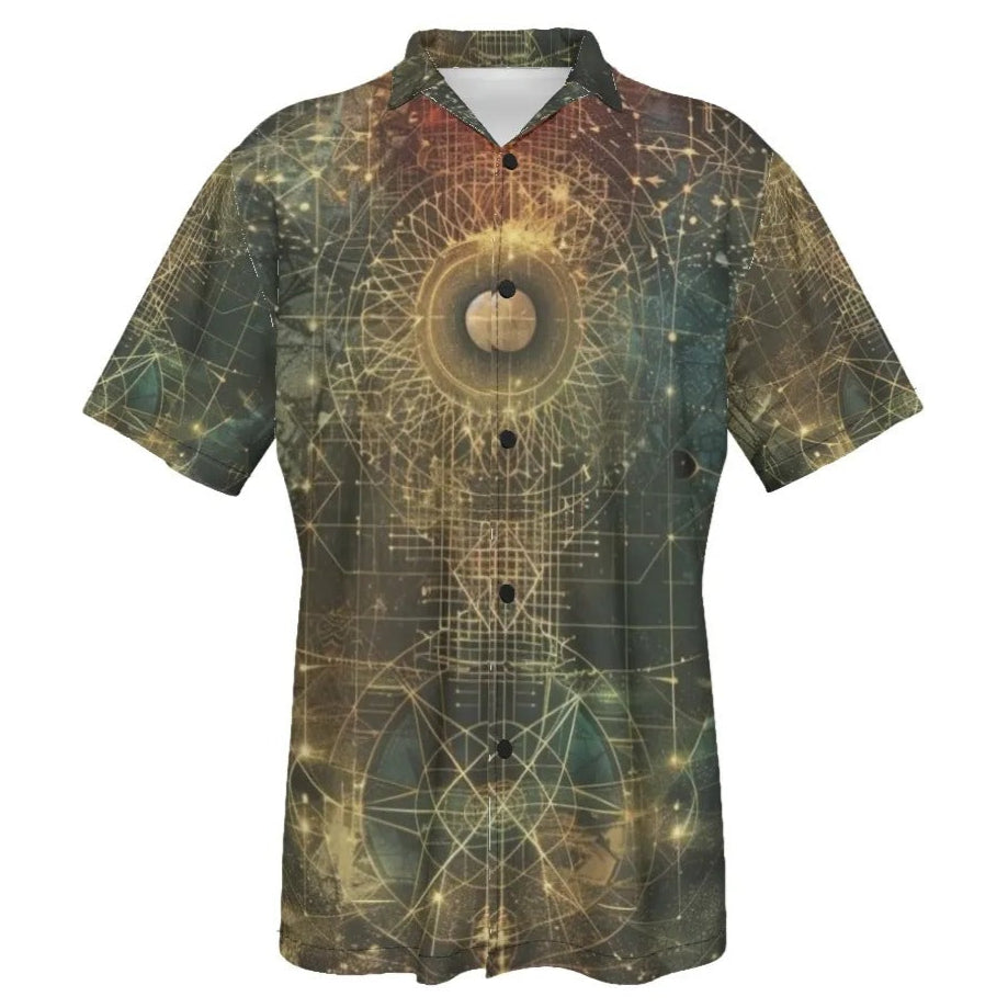 Celestial Alchemy Hawaiian Shorts for Men, Sacred Geometry Sun Moon Swim Trunks, Occult Magic Beachwear, Spiritual Summer Gift
