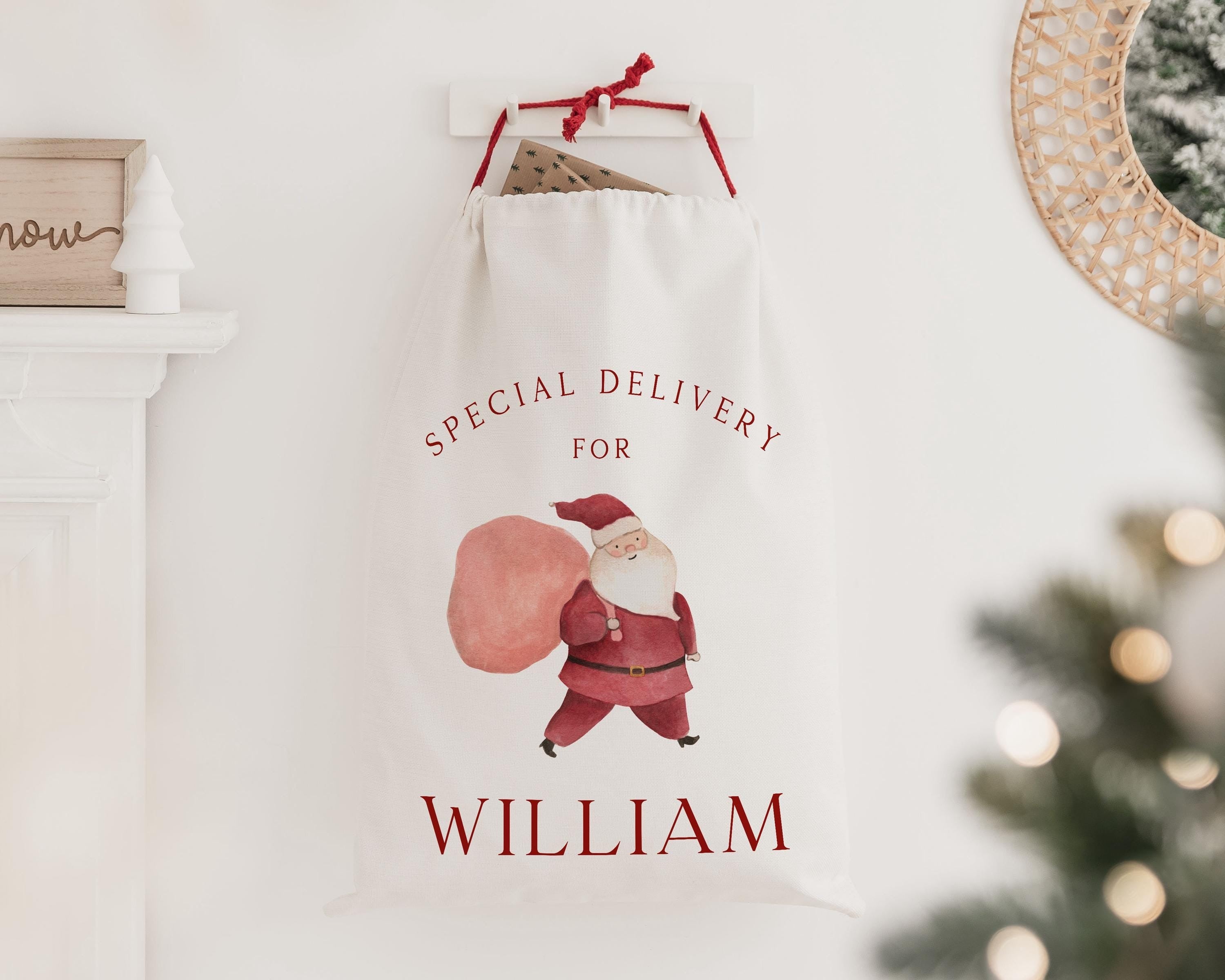 Personalised Santa Sack, Christmas Present Sack, Baby's First Christmas Gift, Special Delivery Christmas Eve Box, Father Christmas Bag