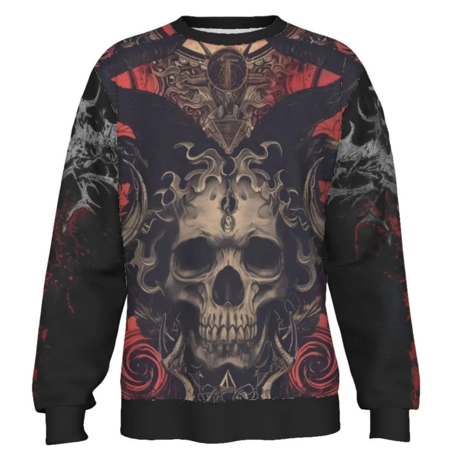 Infernal Mandala Skull Sweater, Halloween Costume Ideas, Dark Gothic Mandala Knitwear, Couples Halloween Costumes