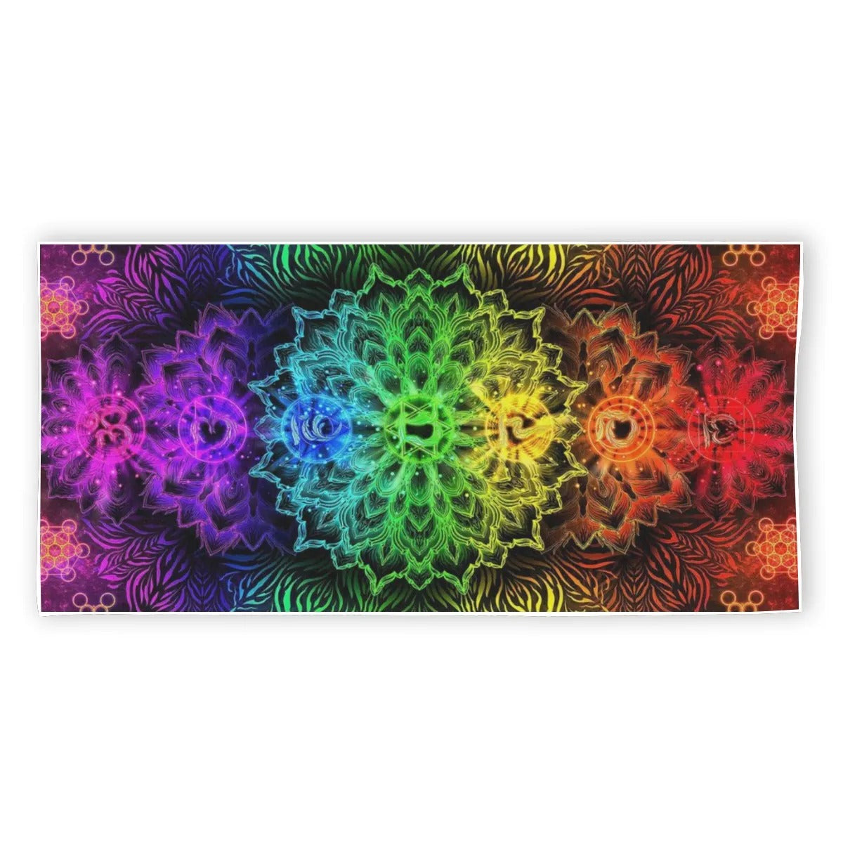 Sacred Chakras Beach Towel, Colorful Chakra Design, Spiritual Festival Towel, Psychedelic Rainbow Beach Towel