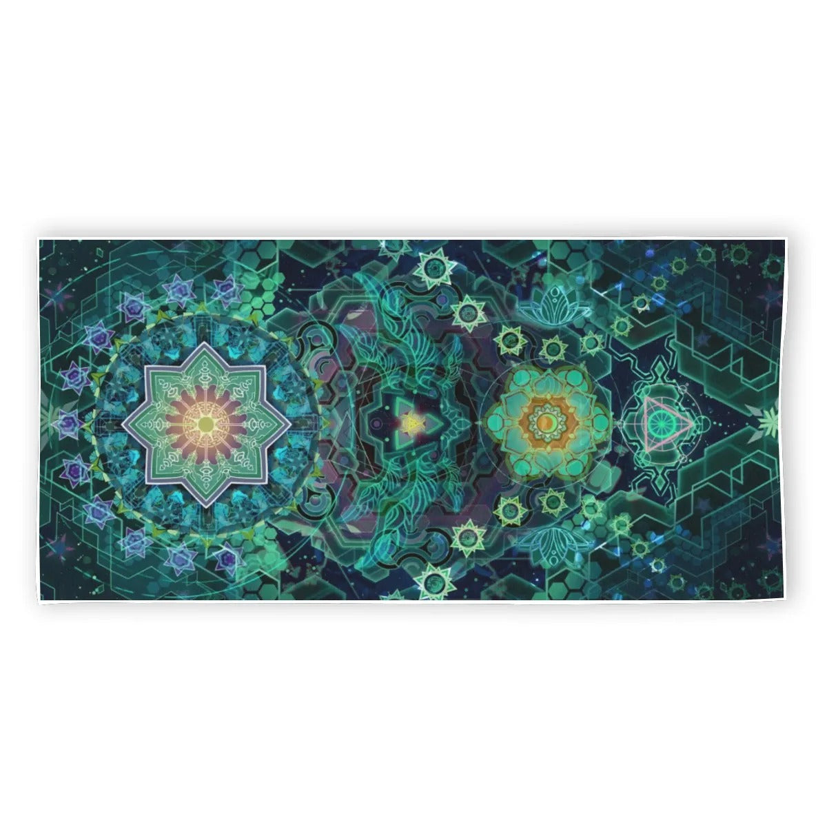 Yantric Geometry Beach Towel – Sacred Geometry Mandala Design, Spiritual Beach Towels, Psychedelic Festival Towel, Chakra Towel
