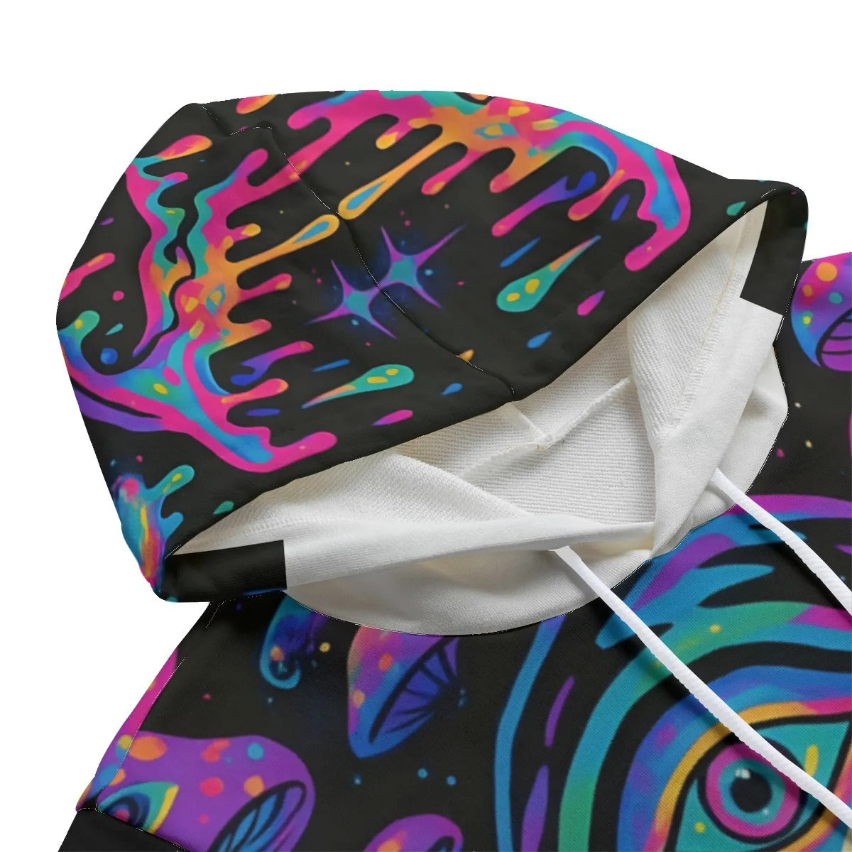 Psychedelic Halloween Mushrooms Pullover Hoodie, Neon Trippy Mushroom Sweatshirt, Spooky Halloween Art, Horror Festival Fashion