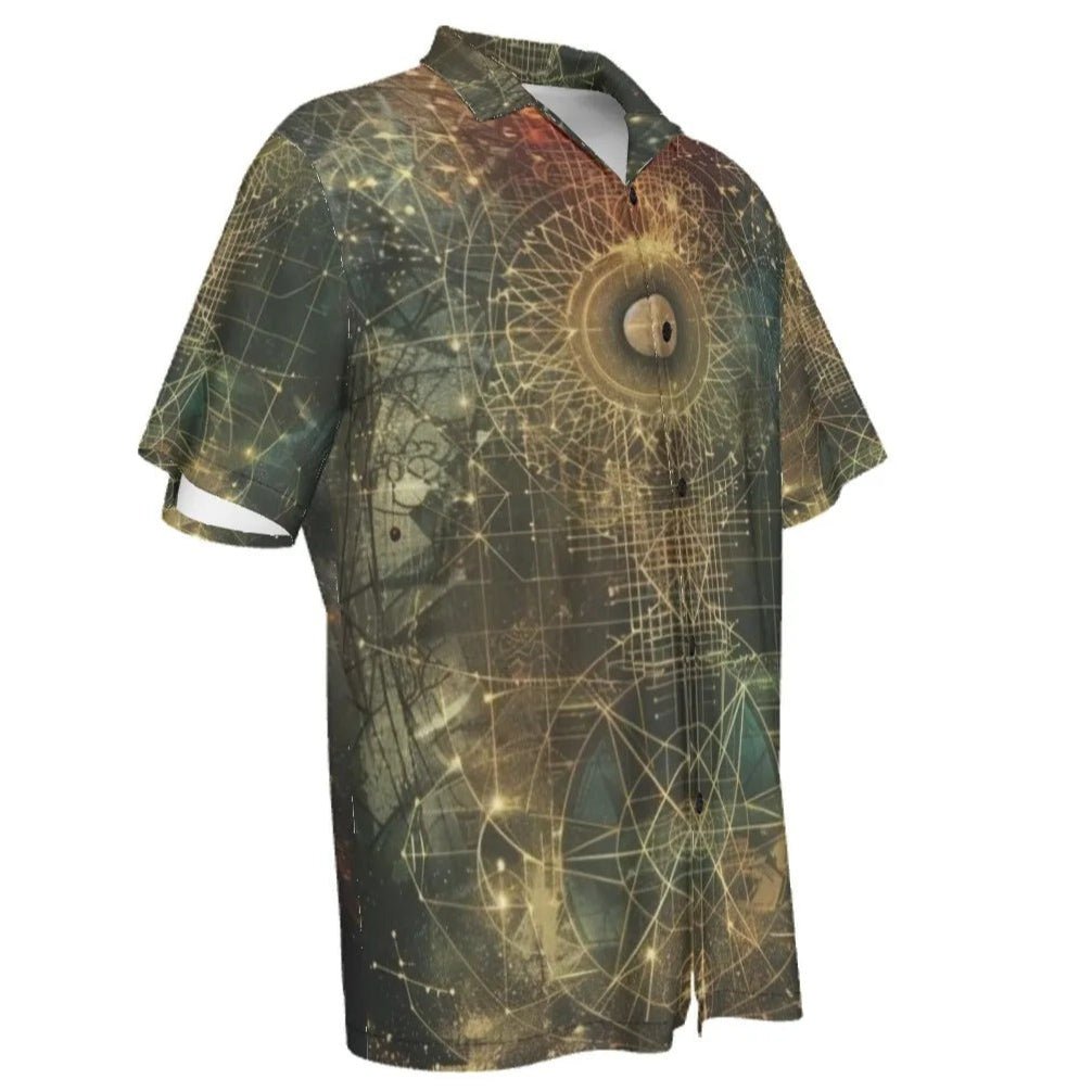 Celestial Alchemy Hawaiian Shorts for Men, Sacred Geometry Sun Moon Swim Trunks, Occult Magic Beachwear, Spiritual Summer Gift