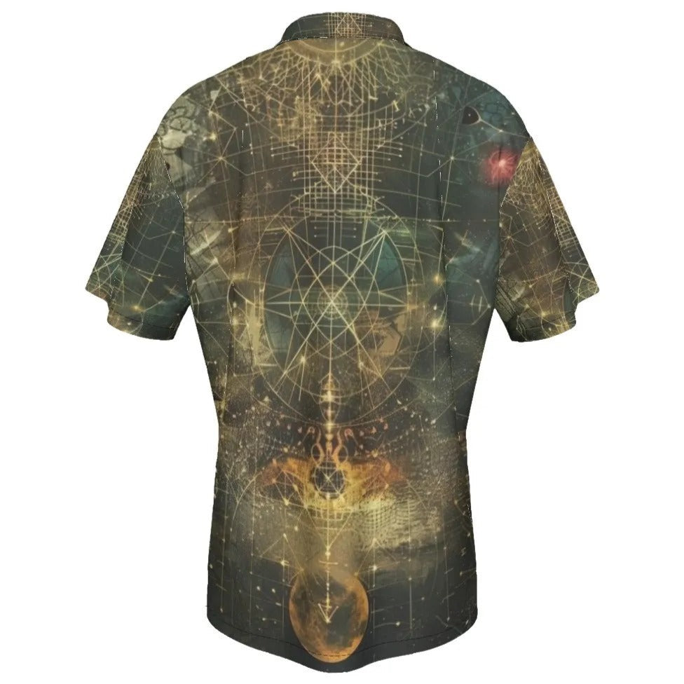 Celestial Alchemy Hawaiian Shorts for Men, Sacred Geometry Sun Moon Swim Trunks, Occult Magic Beachwear, Spiritual Summer Gift