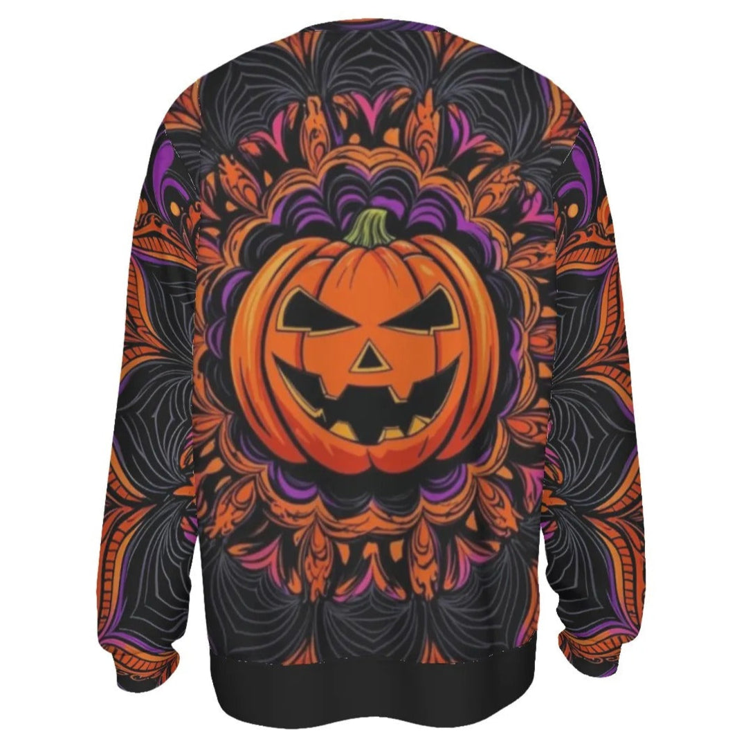 Pumpkin Mandala Magic Sweater, Halloween Jack-o’-Lantern Knitwear, Spooky Mandala Art Pullover, Halloween Costume Ideas