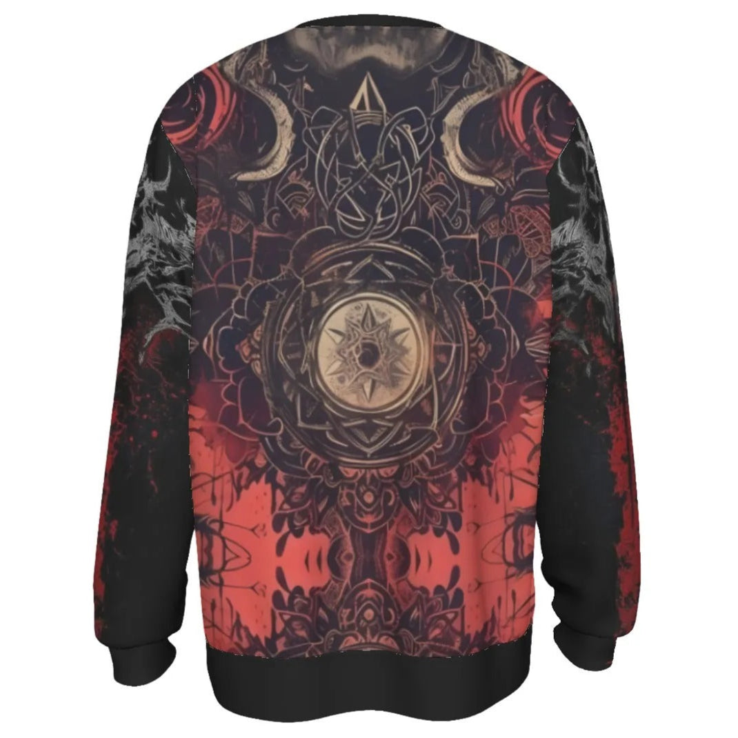Infernal Mandala Skull Sweater, Halloween Costume Ideas, Dark Gothic Mandala Knitwear, Couples Halloween Costumes